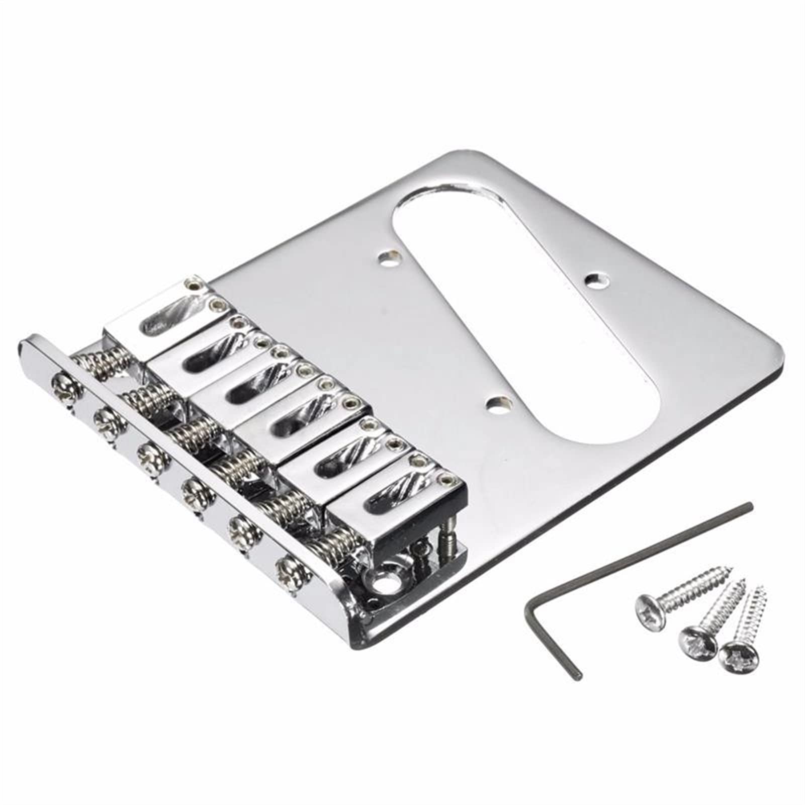 Silver Chrome Electric Guitar Bridge - L Shape Saddle Replacement with 3 Mount Screws & Hex Wrench | Perfect for Electric Guitar Repair & Upgrade | Stage Performance & Studio Recording