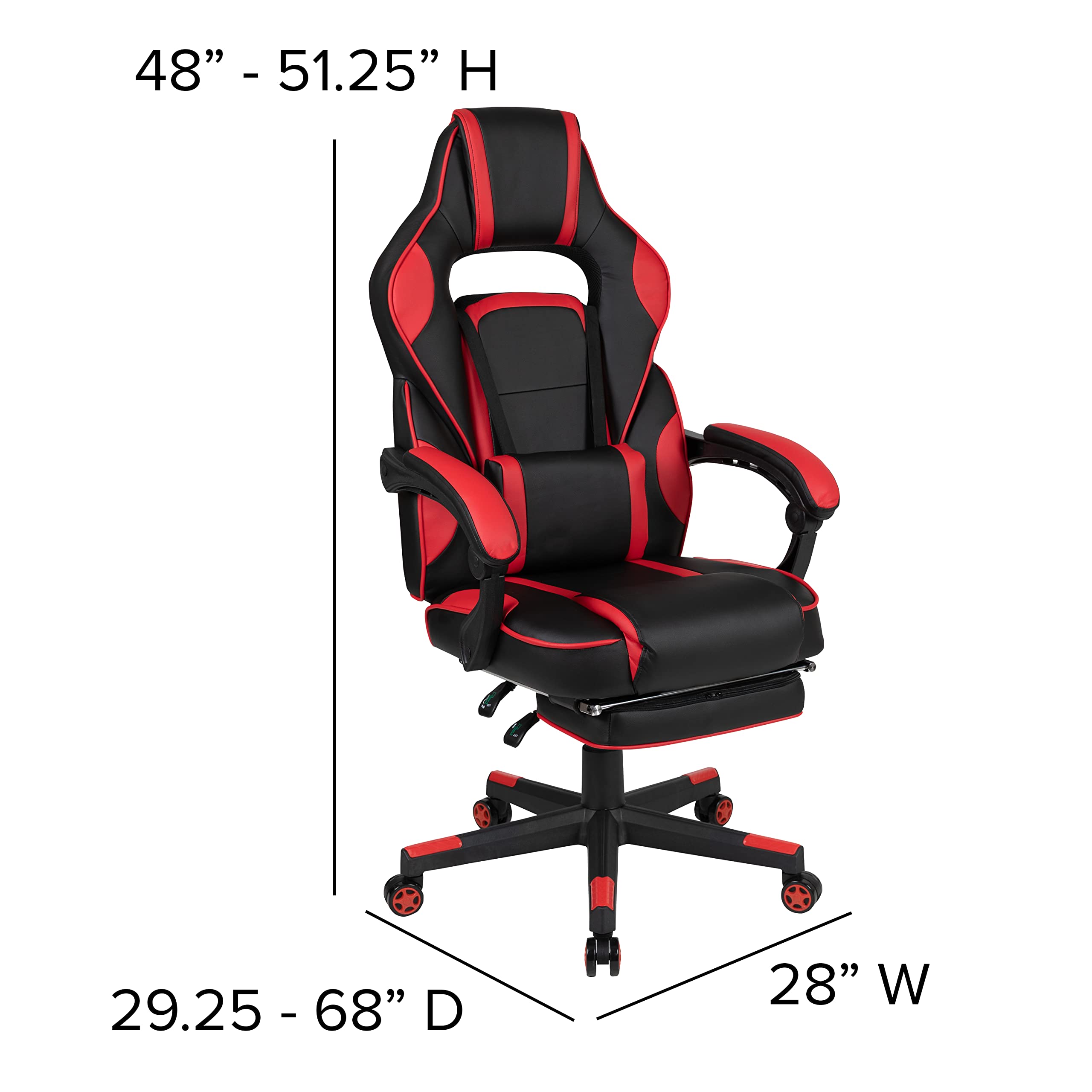 Flash Furniture Optis Black Gaming Desk with Cup Holder, Headphone Hook & Monitor Stand - Red Reclining Gaming Chair with Footrest, Arms & Back Support - Perfect for Esports, Streaming & Home Office Setup