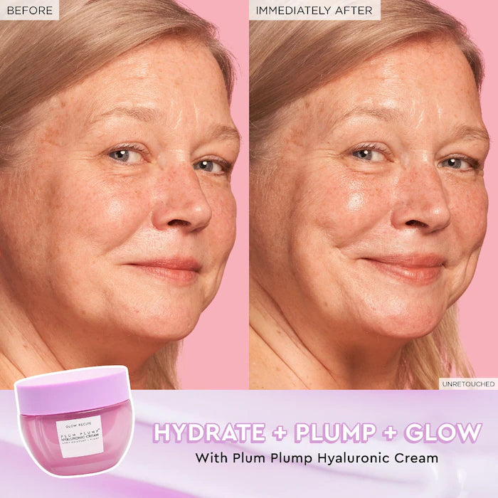 Glow Recipe Plum Plump Hyaluronic Acid Hydrating Cream - Refillable Moisturizer for Dry & Sensitive Skin | Day & Night Skincare Routine