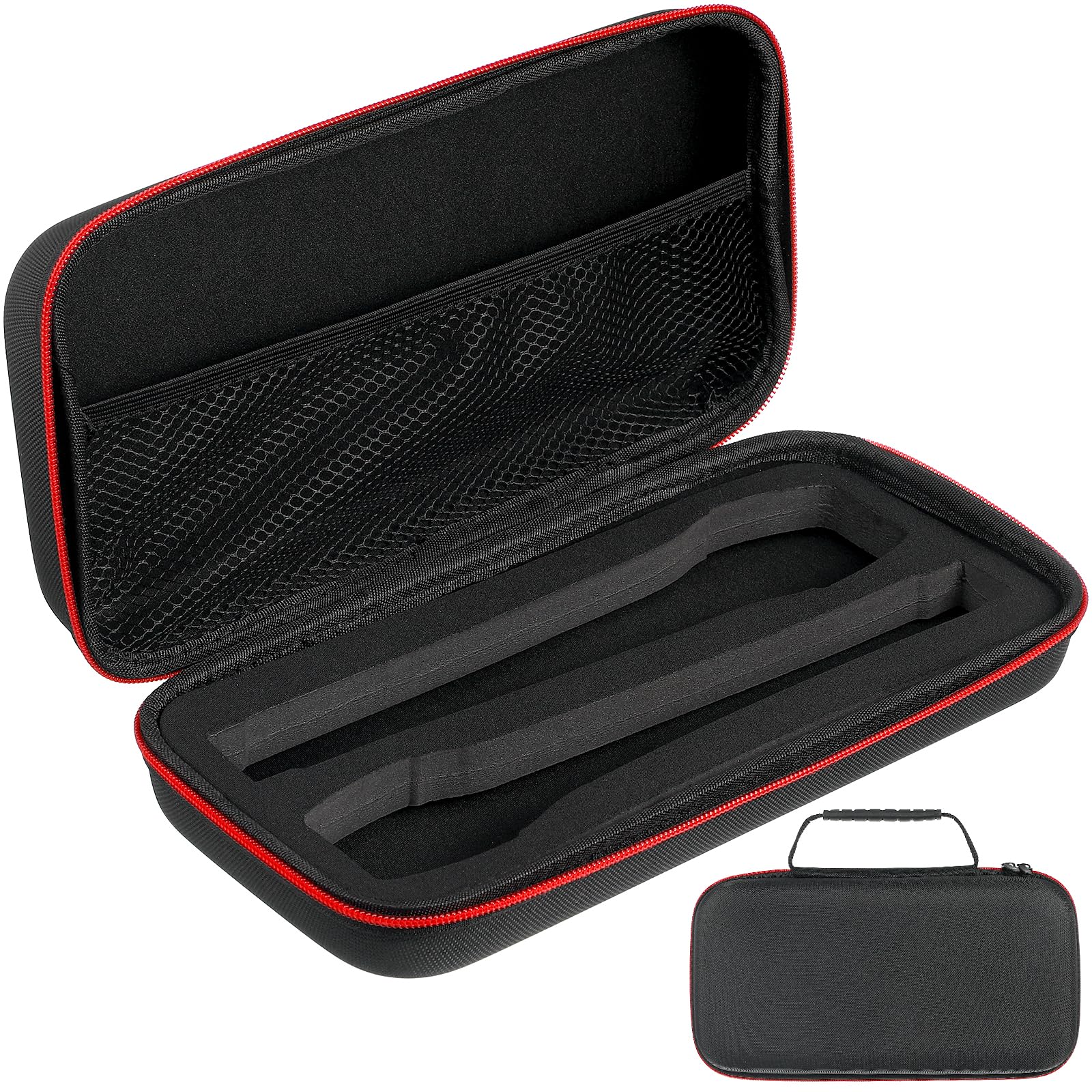 Vaguelly Wireless Microphone Hard EVA Carrying Case - Durable Travel Storage Bag for Dual Handheld Mics (Black/Red, 30x15cm) - Perfect for Studio, Live Performances & Outdoor Events
