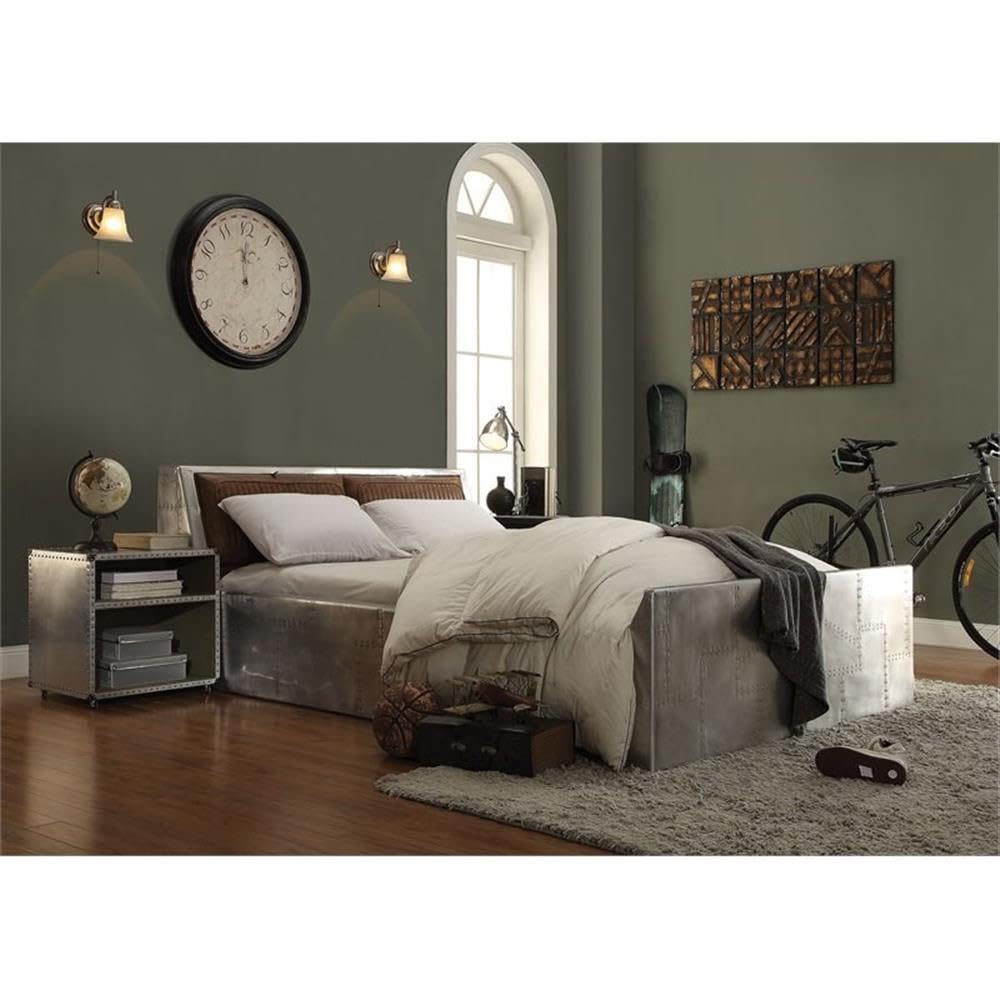 Modern Aluminum Nightstand with USB Charging Port - Bedside Table with Storage Drawer for Bedroom, Living Room & Dorm - Contemporary End Table with Phone Charging Station