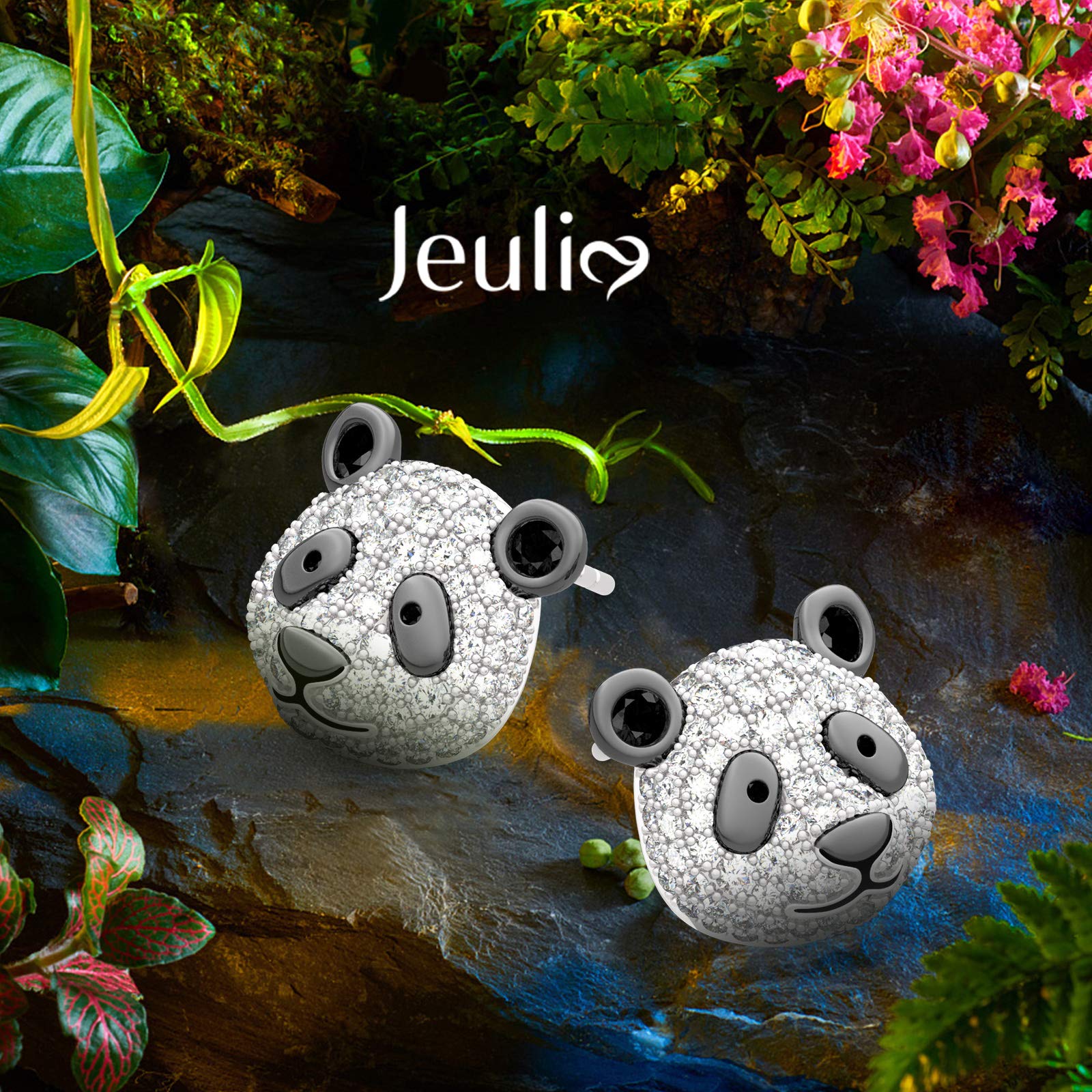 Jeulia 'Be Calm and Steady' Cute Panda Sterling Silver Earrings for Women - Dainty Animal Jewelry Gift for Girlfriend, Wife, Daughter - Comes with Elegant Gift Box - Perfect for Birthdays, Anniversaries & Everyday Wear
