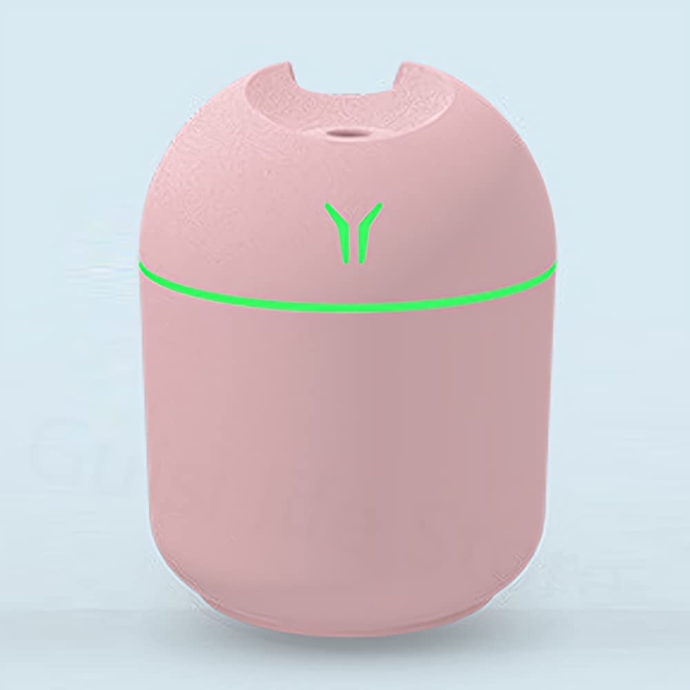 250ML Mini USB Air Humidifier & Essential Oil Diffuser - Ultrasonic Aromatherapy Mist Maker with 7 Color LED Night Light for Home, Office, Bedroom, Car - Portable Pink Humidifier for Dry Air Relief & Relaxation