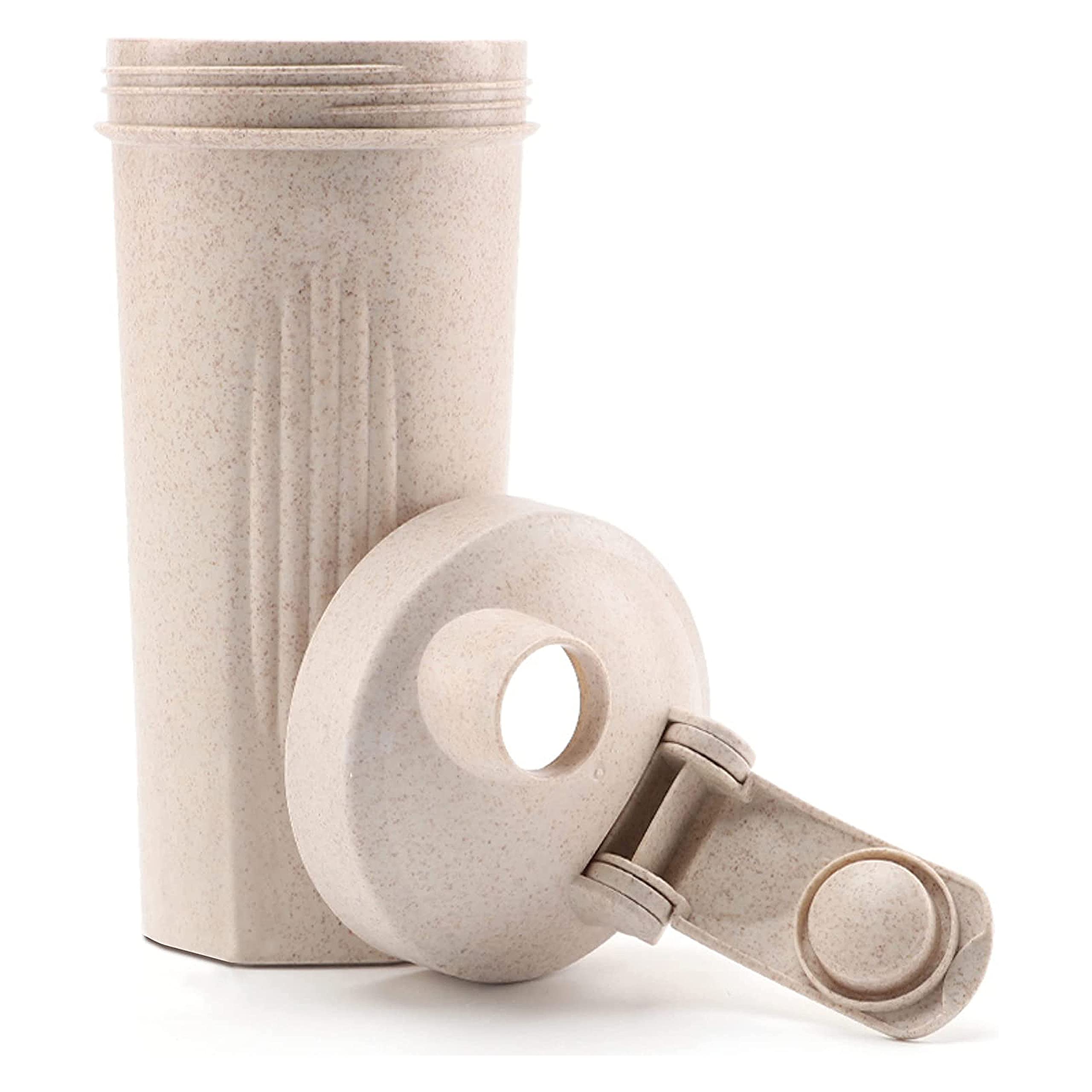 Eco-Friendly 24oz (700ml) Protein Shaker Bottle with Mixer Ball | BPA-Free, Sustainable Wheat Straw Blender Cup | Dishwasher Safe, Leak-Proof Design | Perfect for Gym Workouts, Post-Workout Shakes & On-the-Go Nutrition (Beige)