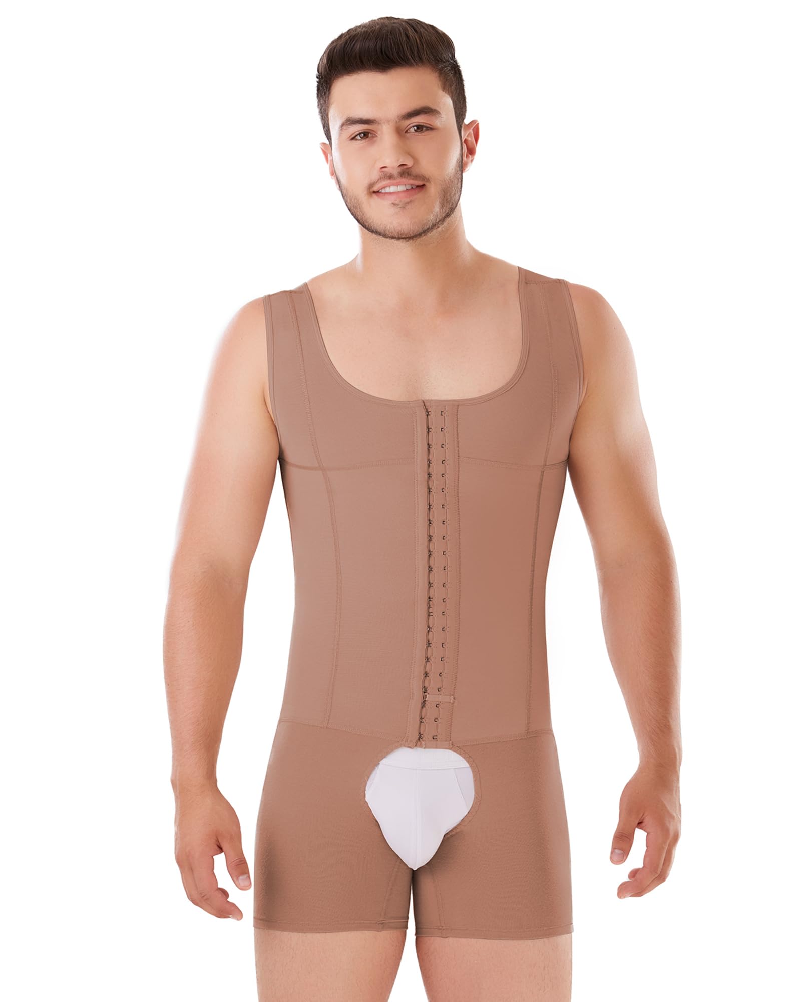 SHAPE CONCEPT Men's Shapewear 361 - Colombian Faja for Men with Stomach Compression, Hooks & Abdomen Control - Perfect for Post-Surgery, Weight Loss & Body Shaping
