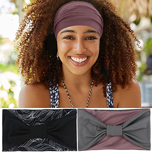 ABAMERICA Non-Slip Wide Headbands for Women - Stretchy Workout Headbands for Running, Yoga & Fitness - Soft Comfortable Hair Accessories for Active Lifestyles
