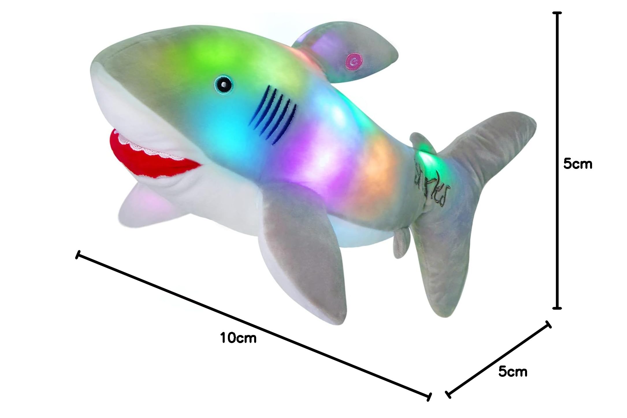 BSTAOFY 20'' Glowing Shark Plush Toy - LED Light Up Stuffed Animal, Soft Ocean Creature Night Light for Kids (Gray) | Perfect for Bedroom Decor, Birthday Gifts & Christmas Presents