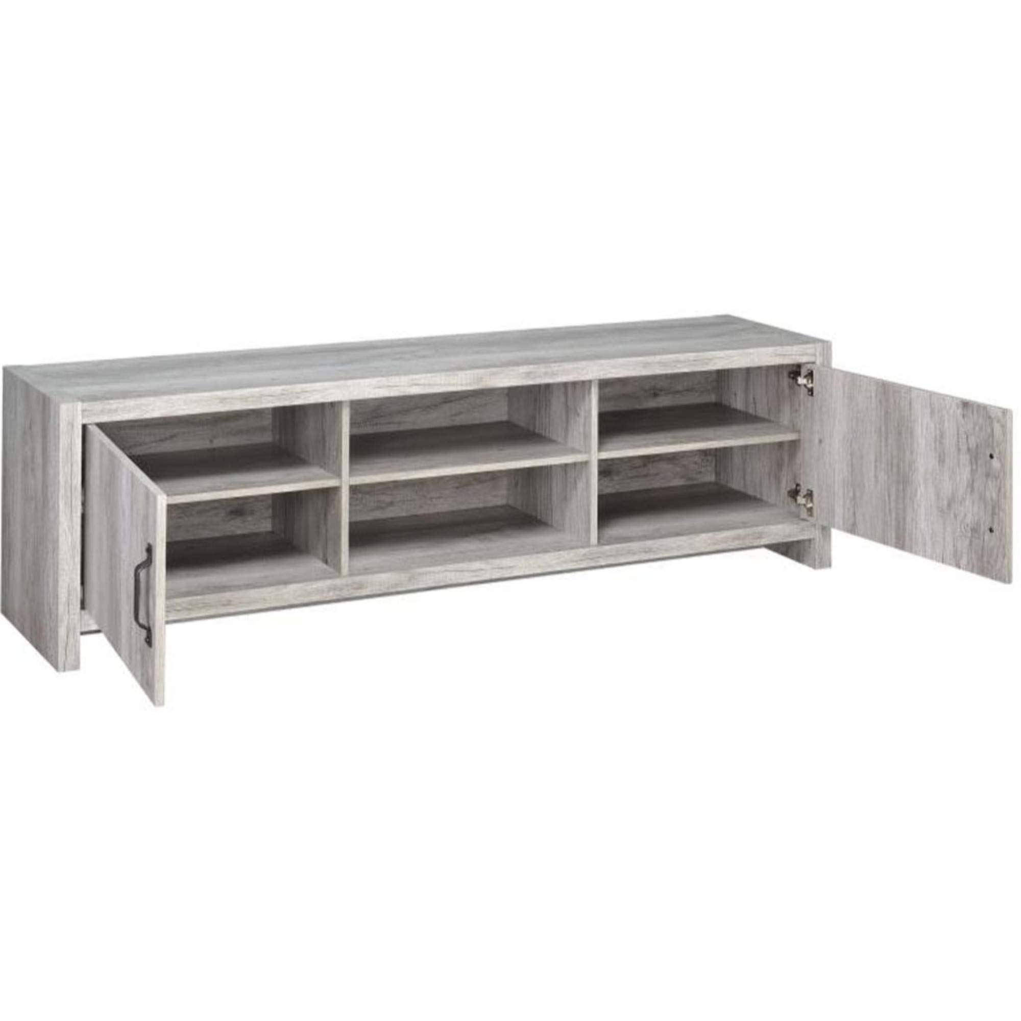 Benjara Marvelous Driftwood TV Console - Gray Wooden Entertainment Center for Living Room, Bedroom & Home Theater | Rustic Modern Furniture with Storage Shelves