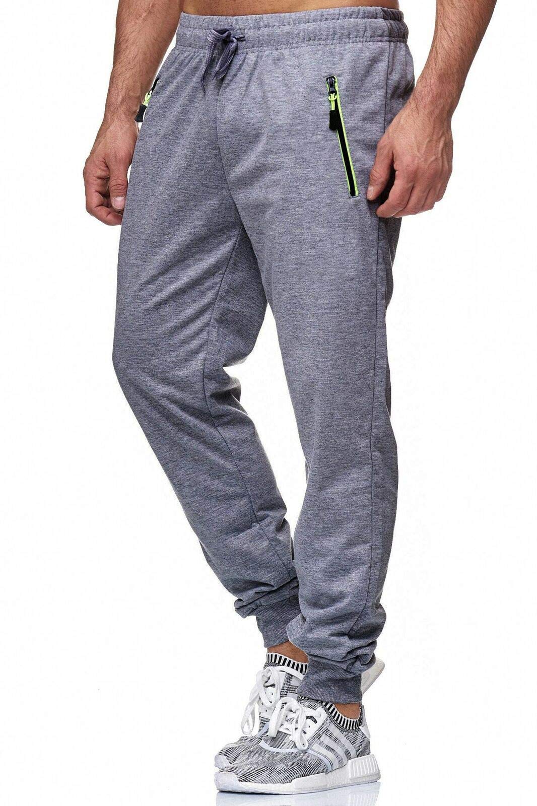 Newbby Men's Athletic Joggers - Elastic Waist with Drawstring, Zipper Pockets, Casual Lounge & Gym Sweatpants - Perfect for Workouts, Running, and Relaxing at Home