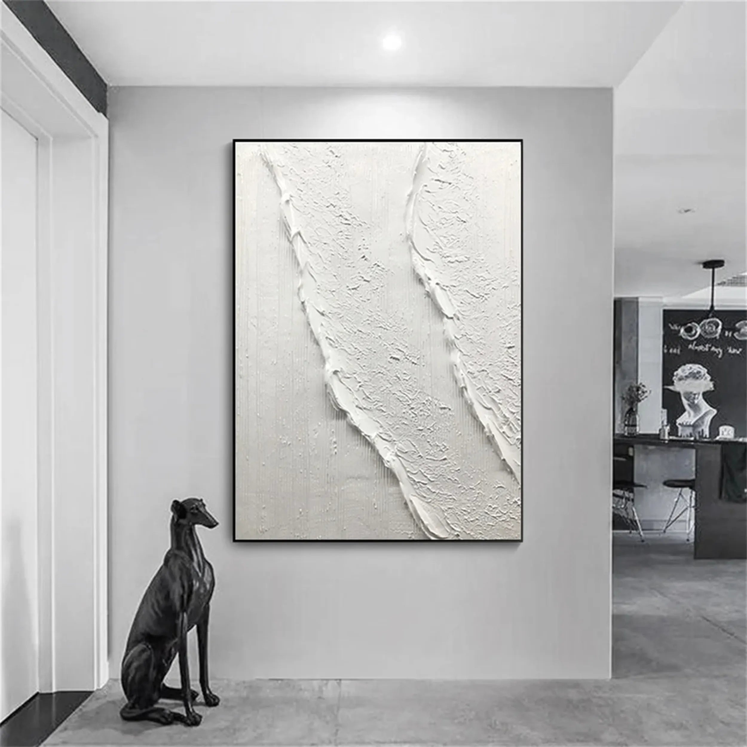 White Minimalist Textured Painting Canvas - Abstract Wall Art Decor for Living Room, Bedroom & Office | Premium Quality #MM179