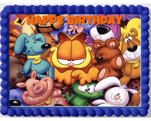 Edible Garfield Cat Cake Topper - Cute Cartoon Frosting Sheet & Icing Paper for Birthday Cake Decoration | Perfect for Kids' Parties, Baby Showers & Themed Celebrations