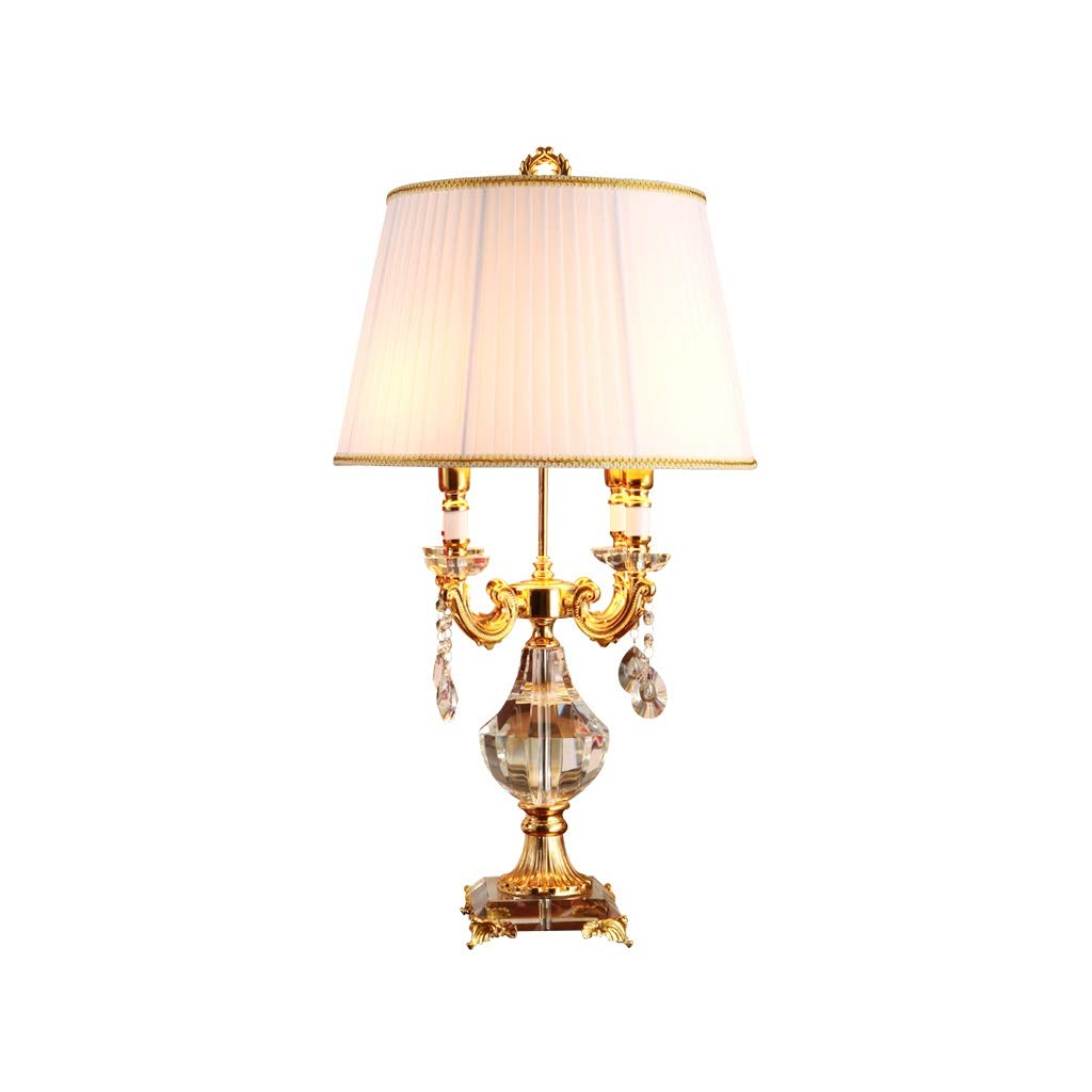 WanhaoShop Vintage Crystal Candle Holder Desk Lamp - Adjustable Gooseneck Table Light with White Fabric Shade for Living Room, Bedroom & Office - Perfect for Reading, Studying and Home Decor