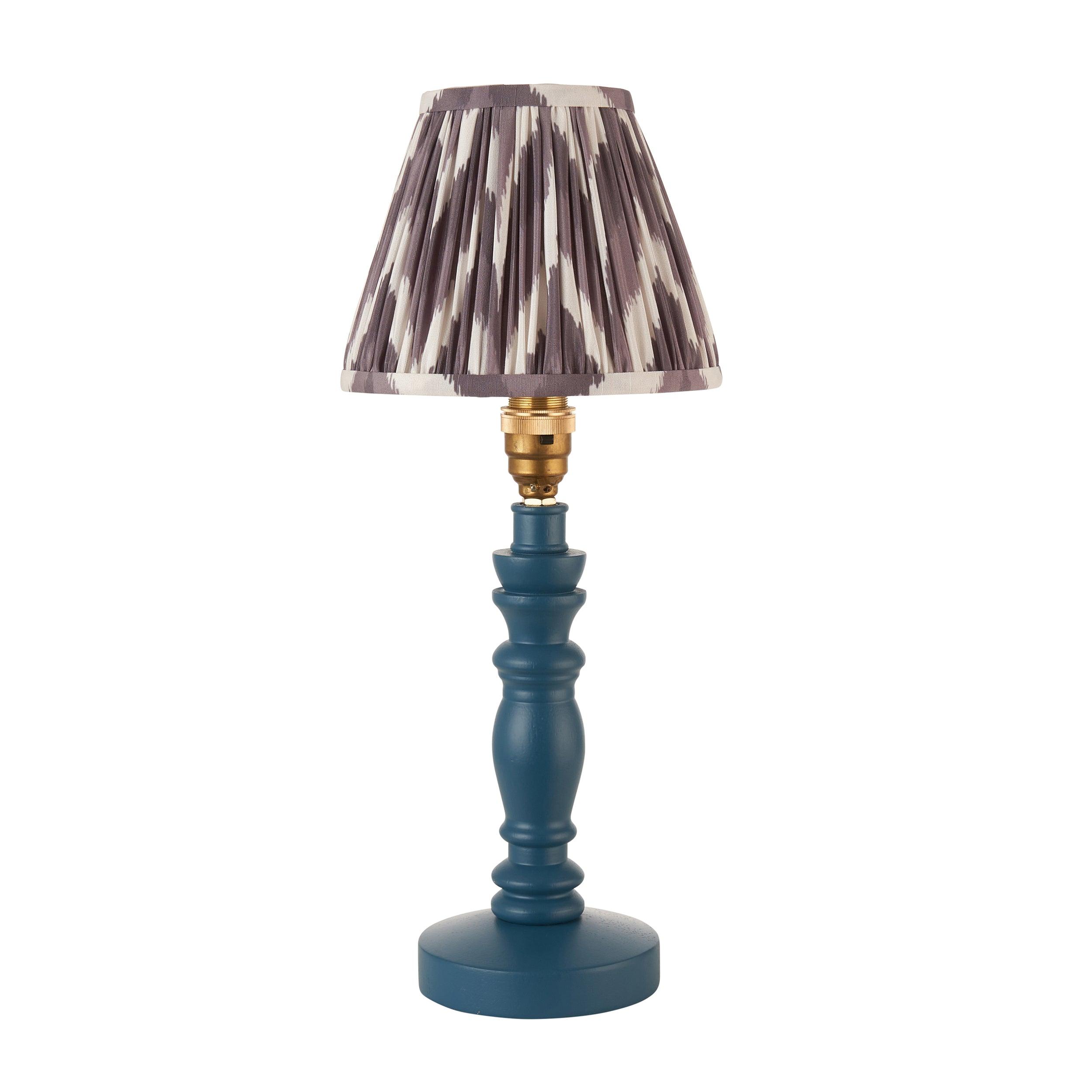 Bibury Blue Table Lamp with 16cm Zigzag Pearl Grey Shade - Modern Home Office & Bedroom Lighting Decor