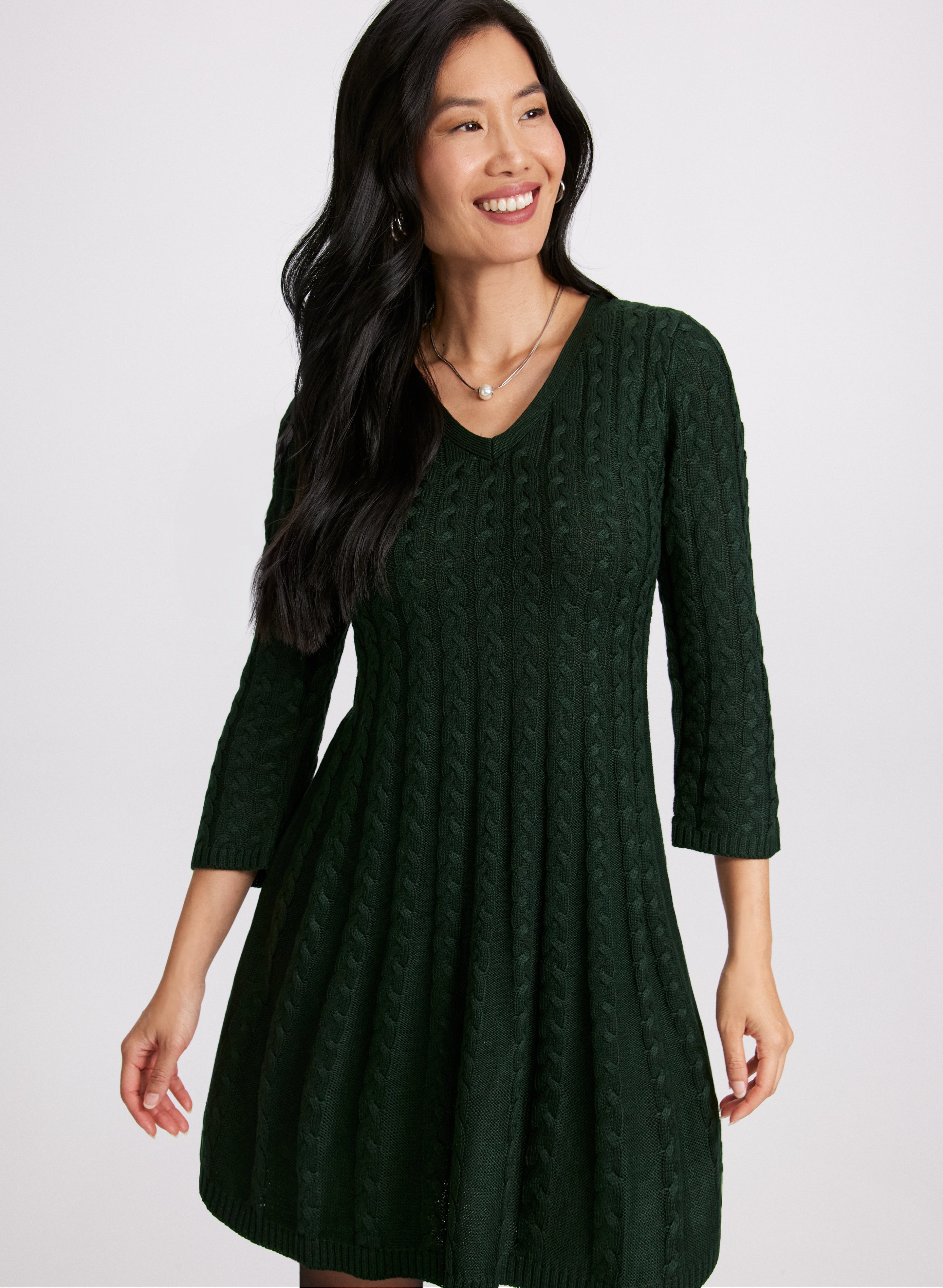 Chunky Cable Knit Sweater Dress for Women - Cozy Winter Long Sleeve Tunic Dress - Perfect for Holiday Parties, Christmas Outfits & Casual Winter Wear
