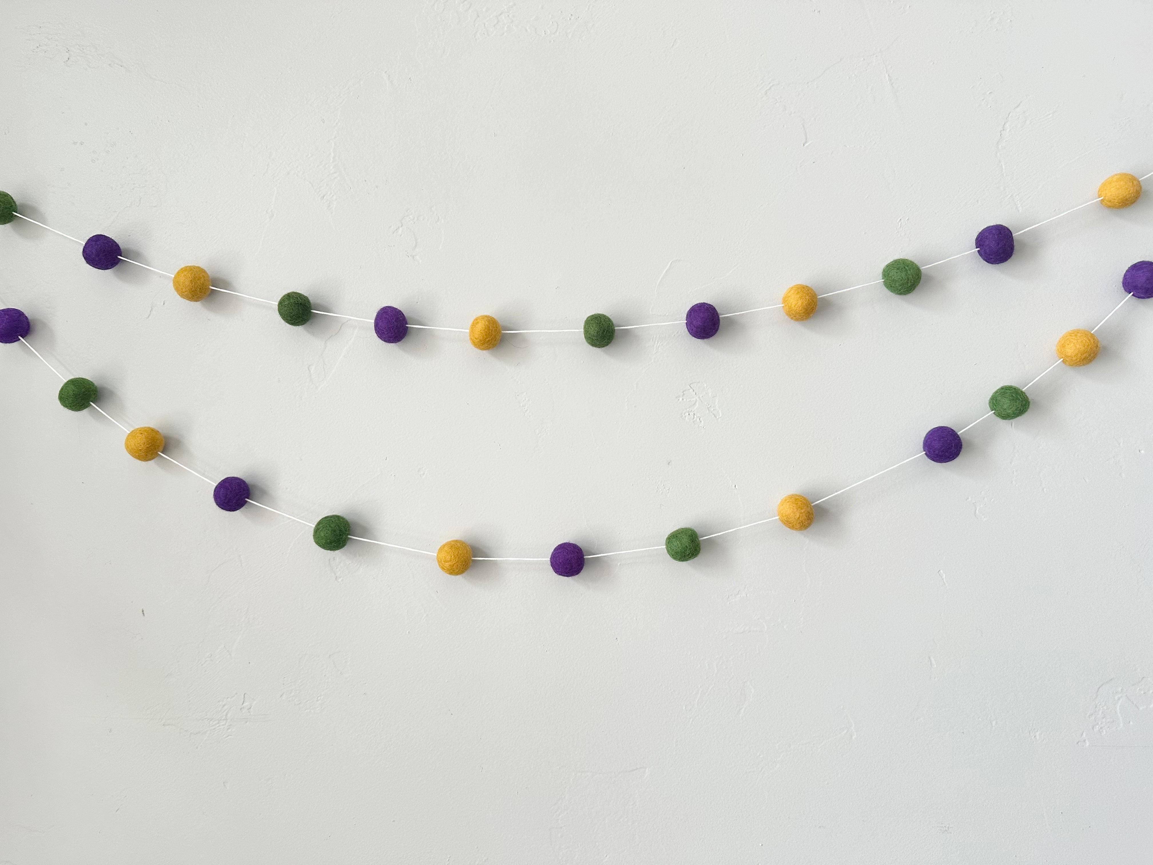 Regal Mardi Gras Beaded Garland - Purple Gold & Green Party Decorations for Festive Celebrations, Home Decor & Carnival Events