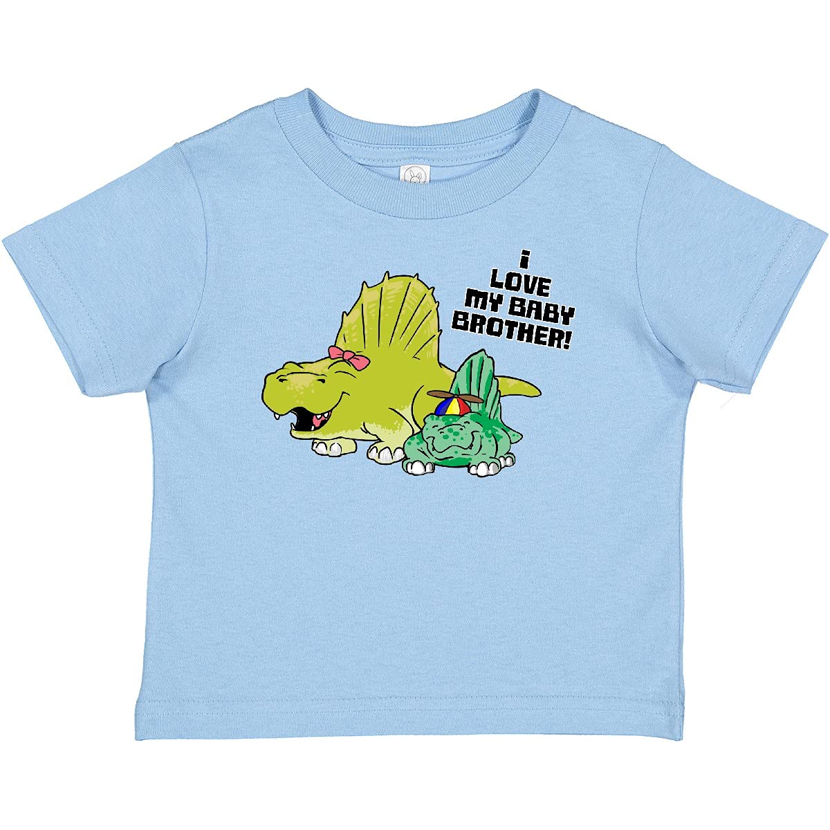 Inktastic I Love My Baby Brother with Baby Dimetrodon Graphic Baby T-Shirt - Cute Dinosaur Sibling Outfit for Toddlers & Infants