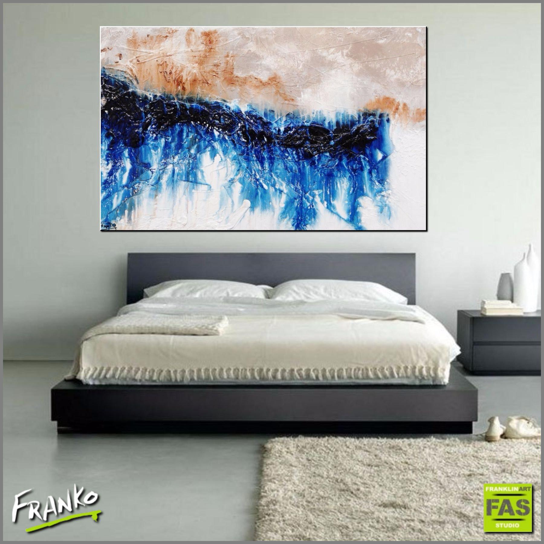 Abstract Blue Wall Art - Modern Canvas Painting for Home & Office Decor | Perfect for Living Room, Bedroom, or Workspace