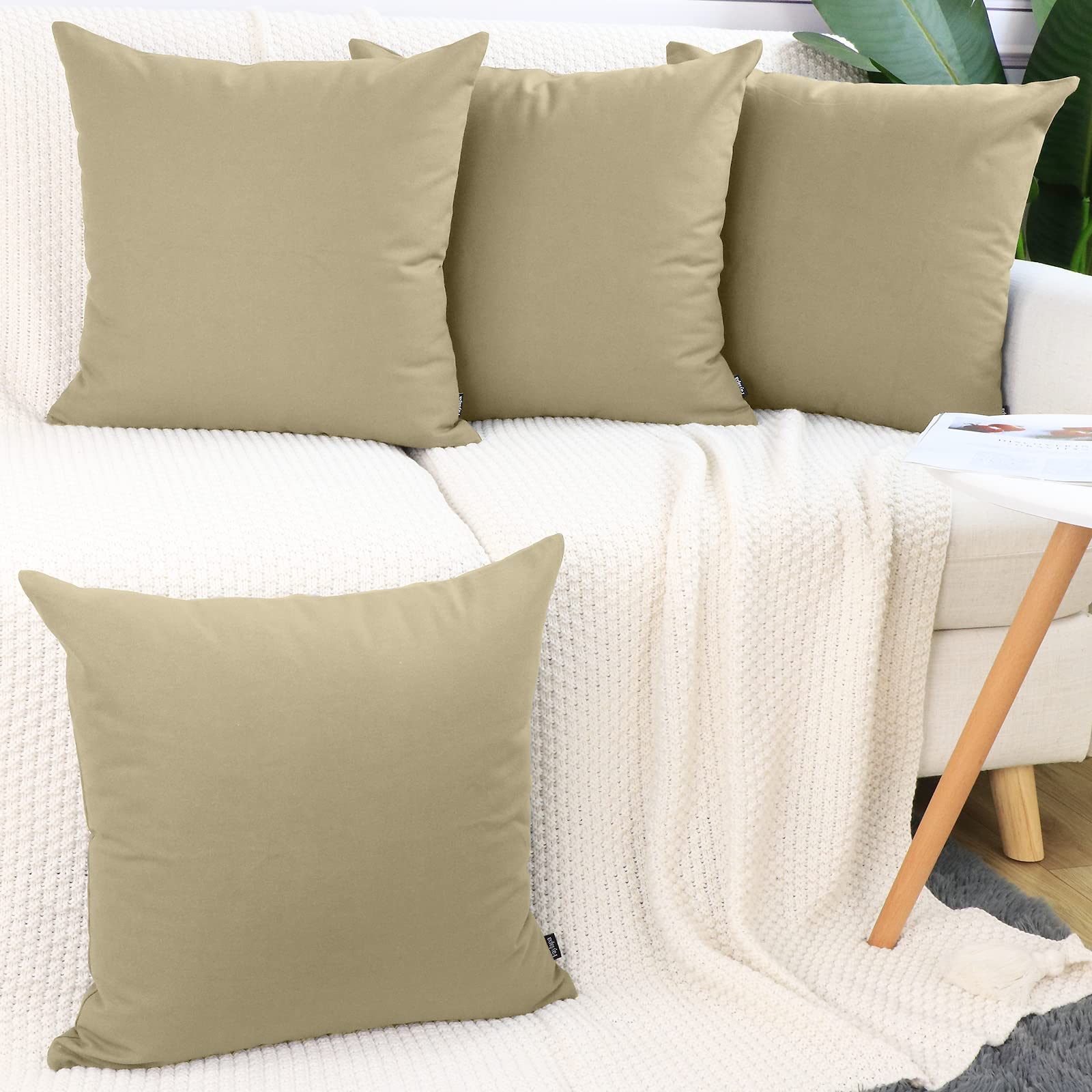Faylapa 4-Pack 18x18 Inch Cotton Canvas Pillow Covers - Solid Color DIY Throw Pillow Cases for Christmas, Living Room, Sofa, Car & Office Decor (Pillow Inserts Not Included) | Perfect for Holiday Home Styling, Seasonal Decor & Cozy Interior Design