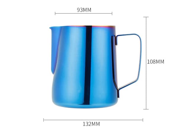 12oz Stainless Steel Milk Frothing Pitcher for Latte Art - 18/8 Food Grade Espresso & Cappuccino Frother (350ml, Blue) - Perfect for Home Baristas & Coffee Shops