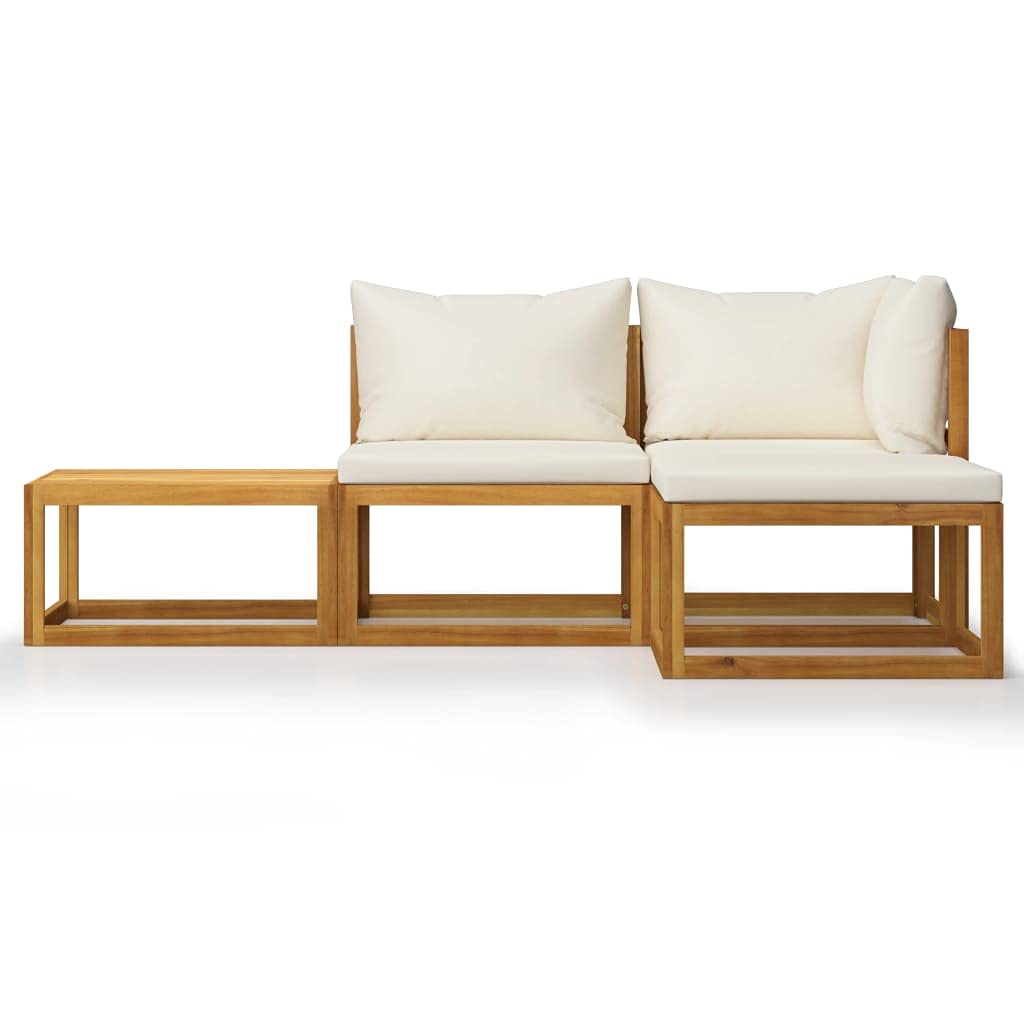 4-Piece Acacia Wood Patio Furniture Set with Cushions - Cream Outdoor Lounge Chairs for Garden, Lawn, Poolside & Backyard Relaxation | Durable Solid Wood Patio Seating for Outdoor Entertaining