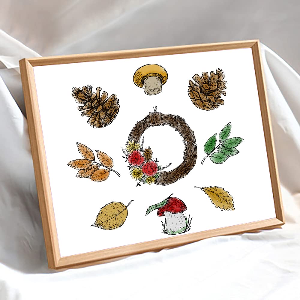 Fall Clear Rubber Stamps for Card Making - Thanksgiving Wreath, Pine Cones & Leaves Garland Silicone Stamps | DIY Holiday Cards, Photo Album Decor, Scrapbooking | Perfect for Autumn Crafts, Seasonal Greetings & Home Decoration
