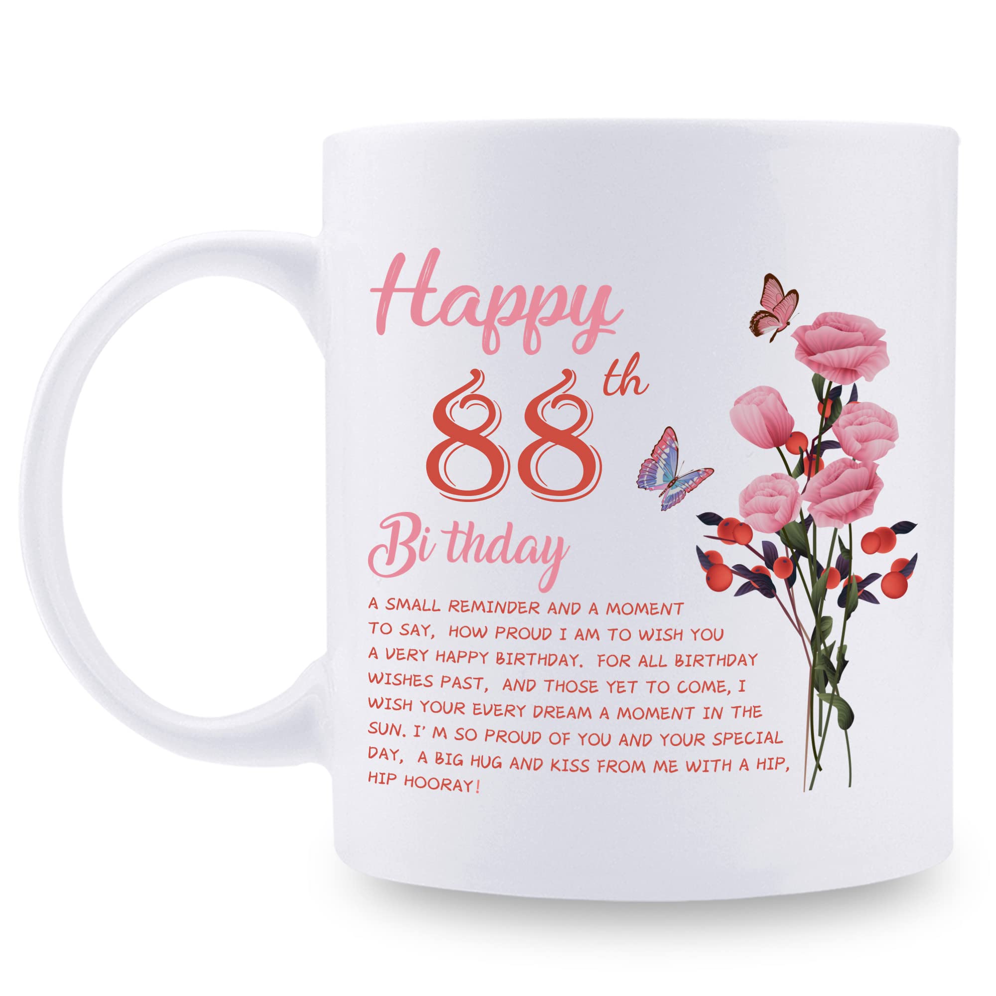 88th Birthday Gifts for Women - Happy 88th Birthday Coffee Mug for Grandma, Mom, Friend, Sister, Aunt & Coworker - 11oz Ceramic Tea Cup - Perfect for Birthday Celebrations, Retirement Parties & Thoughtful Surprises