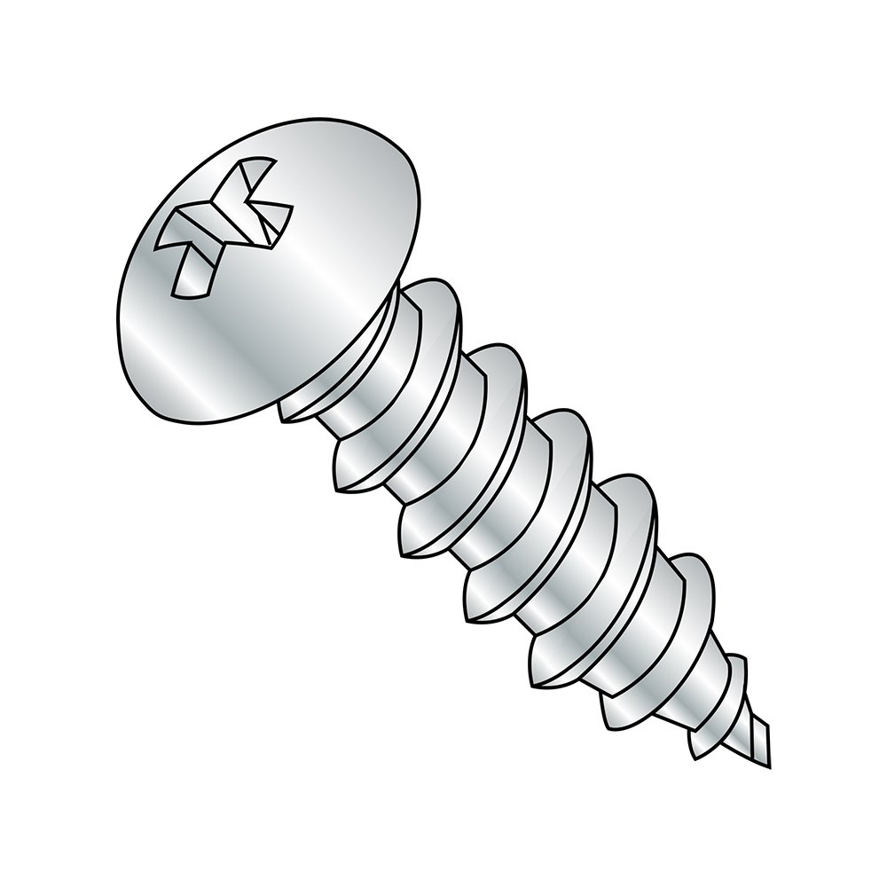 Small Parts 0404ABPR Zinc Plated Steel Sheet Metal Screw, Round Head Phillips Drive Type AB, #4-24 Thread, 1/4