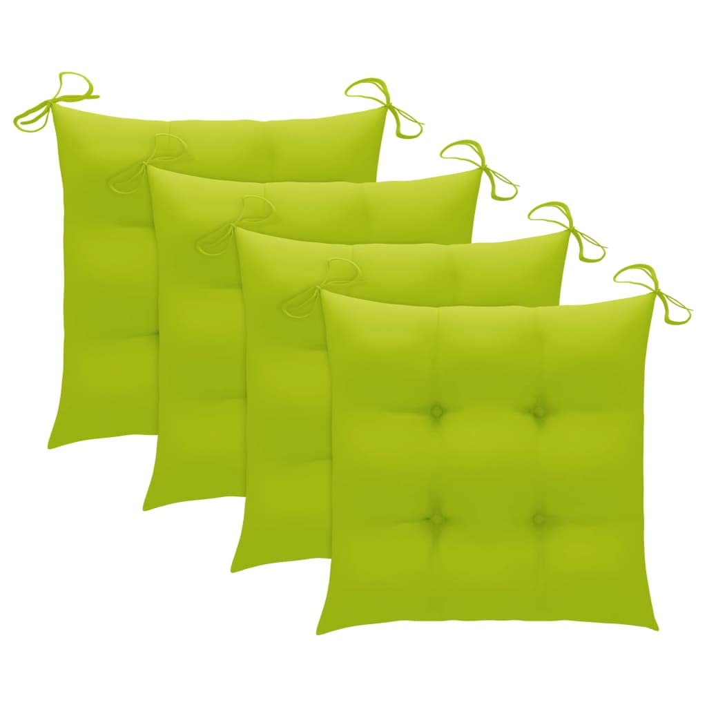 CHARMMA 4-Piece Patio Chairs Set with Bright Green Cushions - Solid Teak Wood Outdoor Furniture (28.1KG) - Perfect for Garden, Poolside & Backyard Relaxation