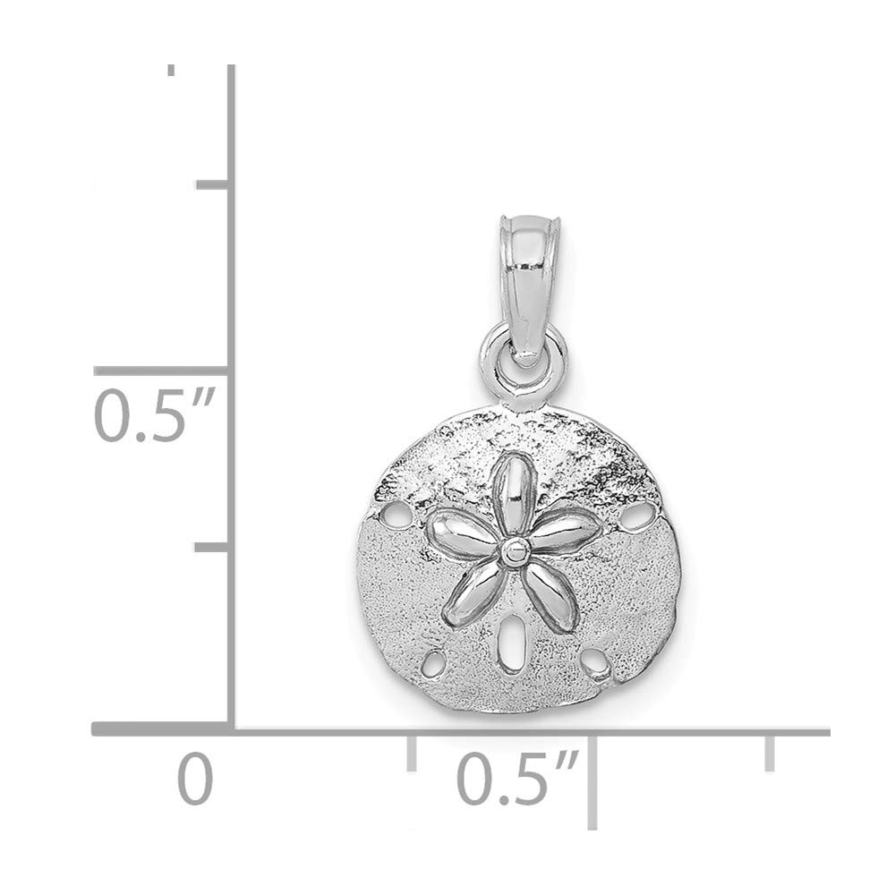 14K White Gold White Sand Dollar High Polish Pendant Necklace - Elegant Beach Jewelry for Women, Perfect for Weddings, Anniversaries & Ocean-Themed Gifts
