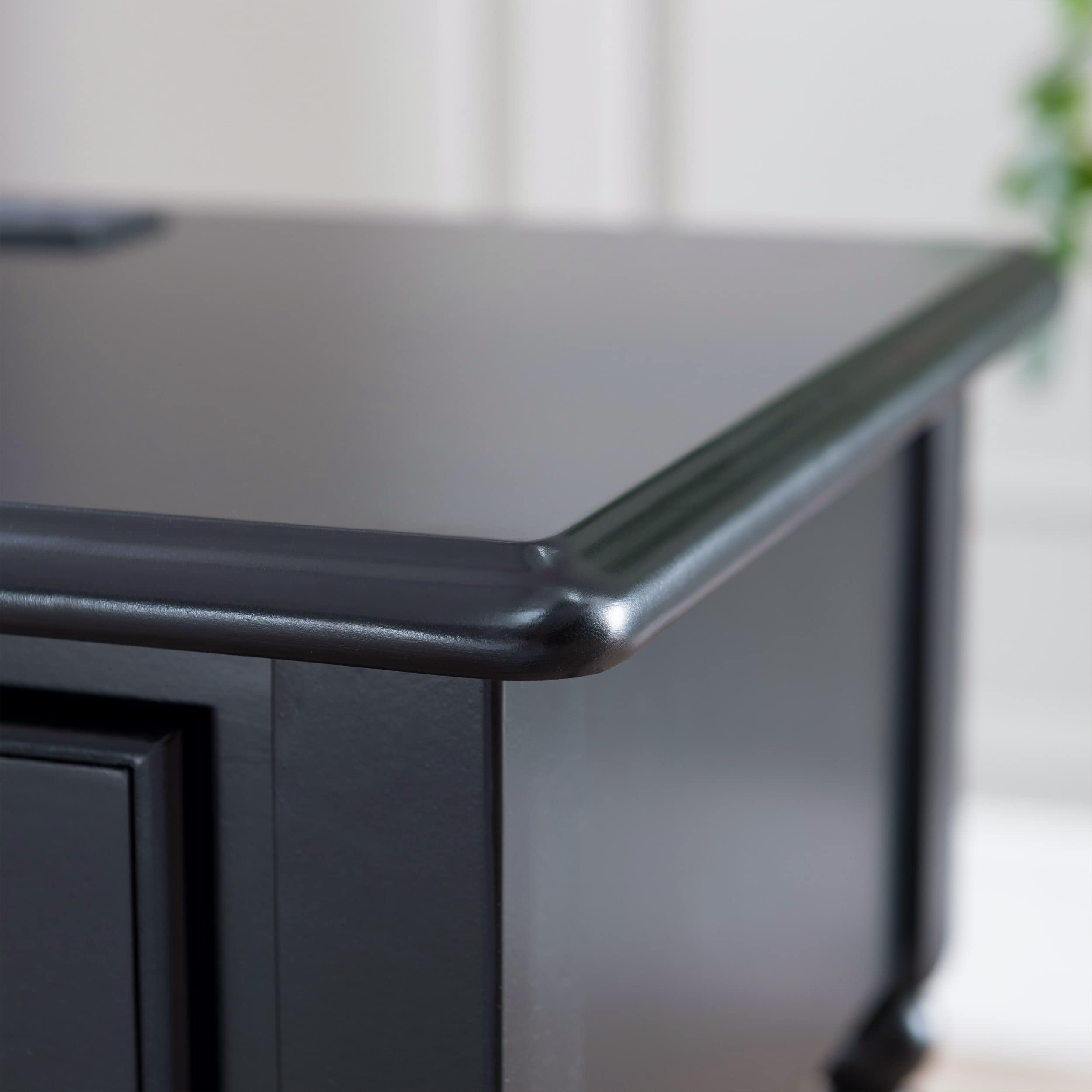 Coastal Nightstand with USB-C Fast Charging Station - Solid Wood Swan Black Side Table for Bedroom, Living Room & Small Spaces - Modern End Table with Storage Shelf - Perfect for Charging Devices & Organizing Essentials - Leick Home 20022-BK