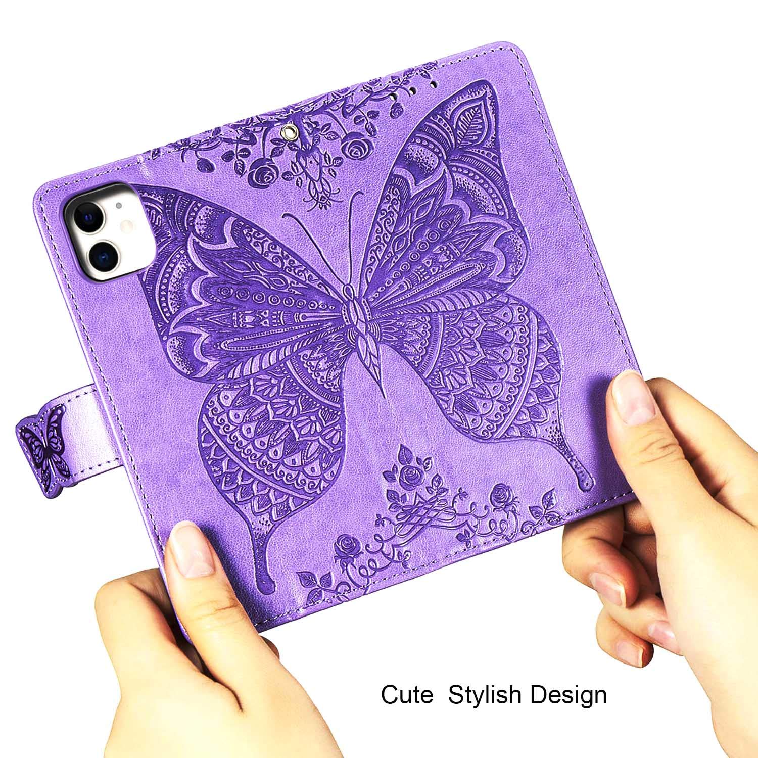 Butterfly Flower iPhone 11 Pro Max Wallet Case with Card Slots & Stand - for Work & Travel