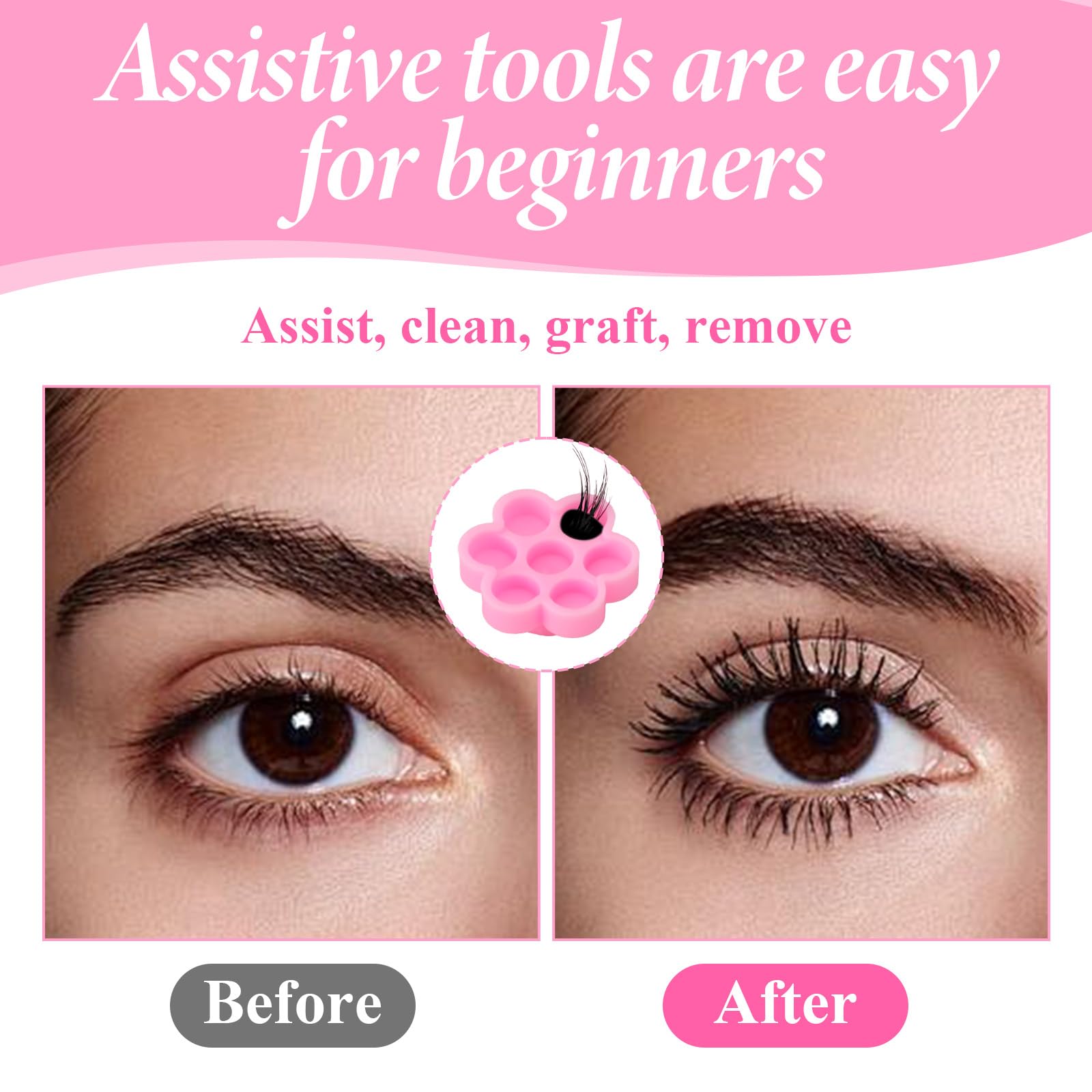100 Pcs Lash Glue Holders & Flower Cups - Eyelash Extension Glue Trays & Rings - Professional Lash Extension Supplies for Women & Girls - Perfect for Salon, Home Use & DIY Eyelash Kits