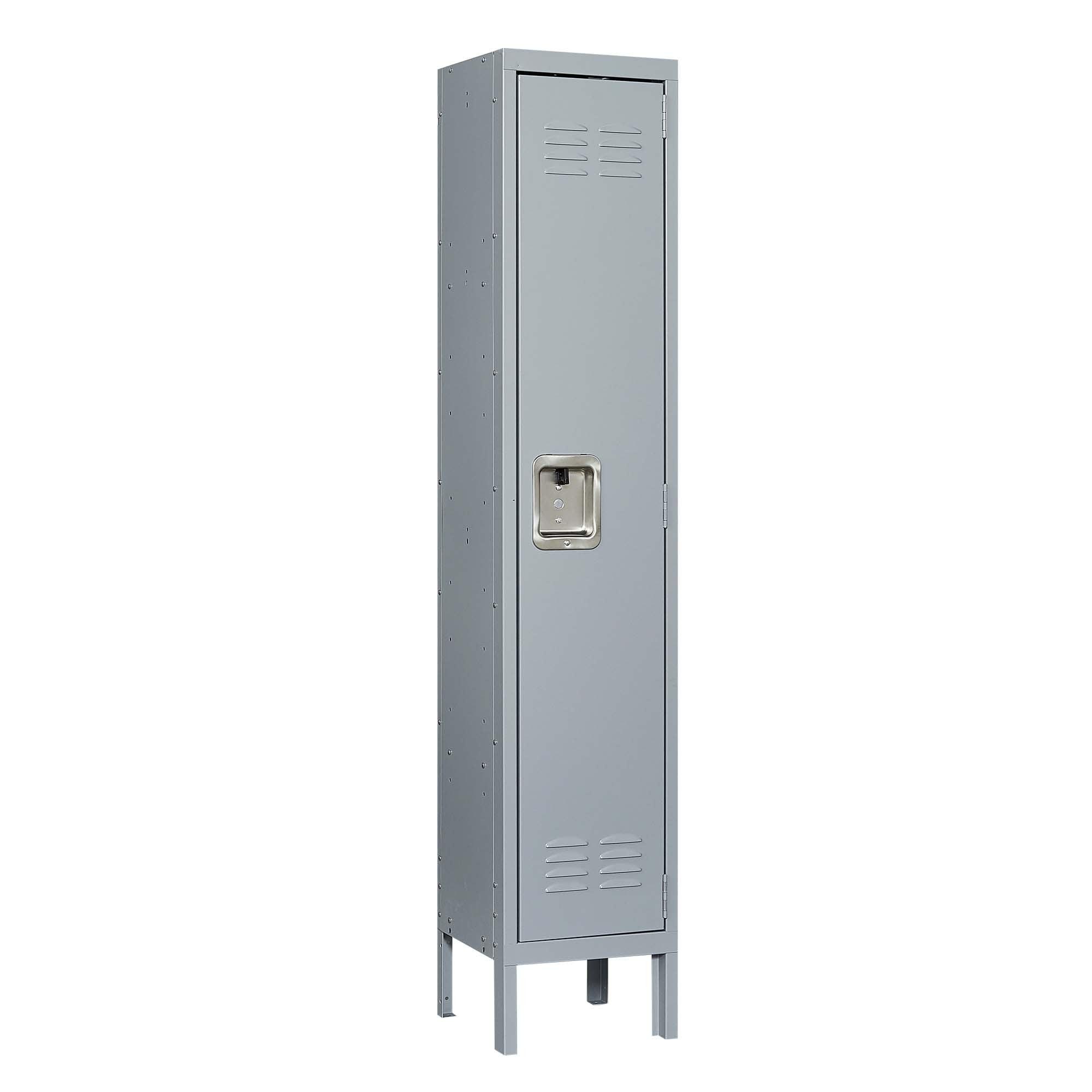 66H Gray Metal Storage Locker with Lock - Secure Cabinet for Home, Gym, Office, School & Garage - Perfect for Employee Storage, Sports Equipment & Organization