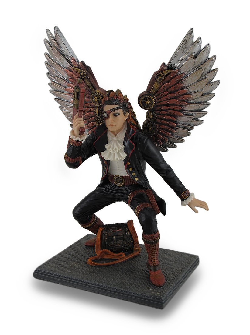 Veronese Design Hand-Painted Steampunk Guardian Angel Statue - Vintage Home Decor, Gothic Collectible & Unique Gift for Fantasy Lovers (Office, Bookshelf, Altar Display)