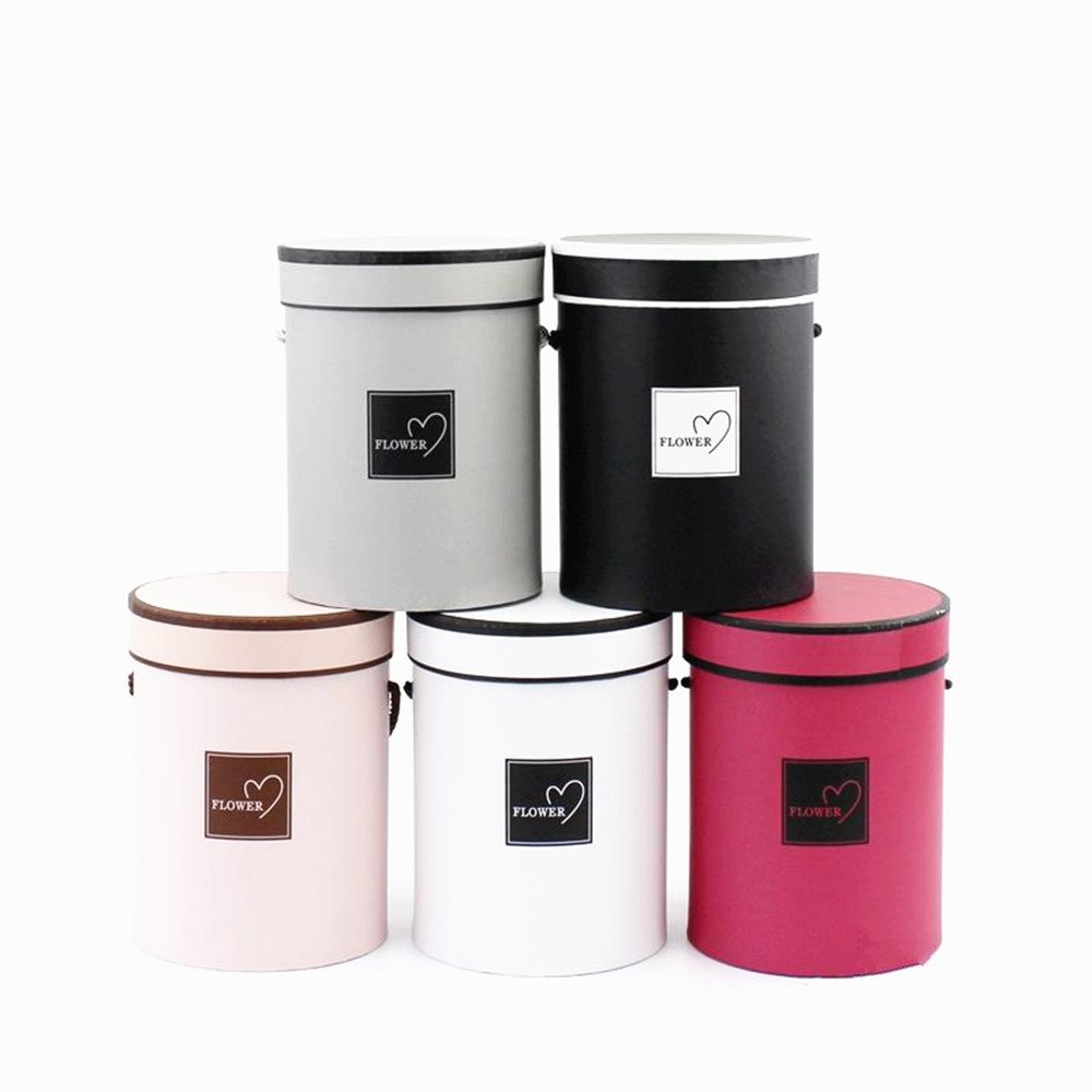 BBJ WRAPS Pink Floral Gift Box - 1 Piece Round Florist Packaging for Gift Wrapping, Wedding Favors, Party Decor & DIY Crafts