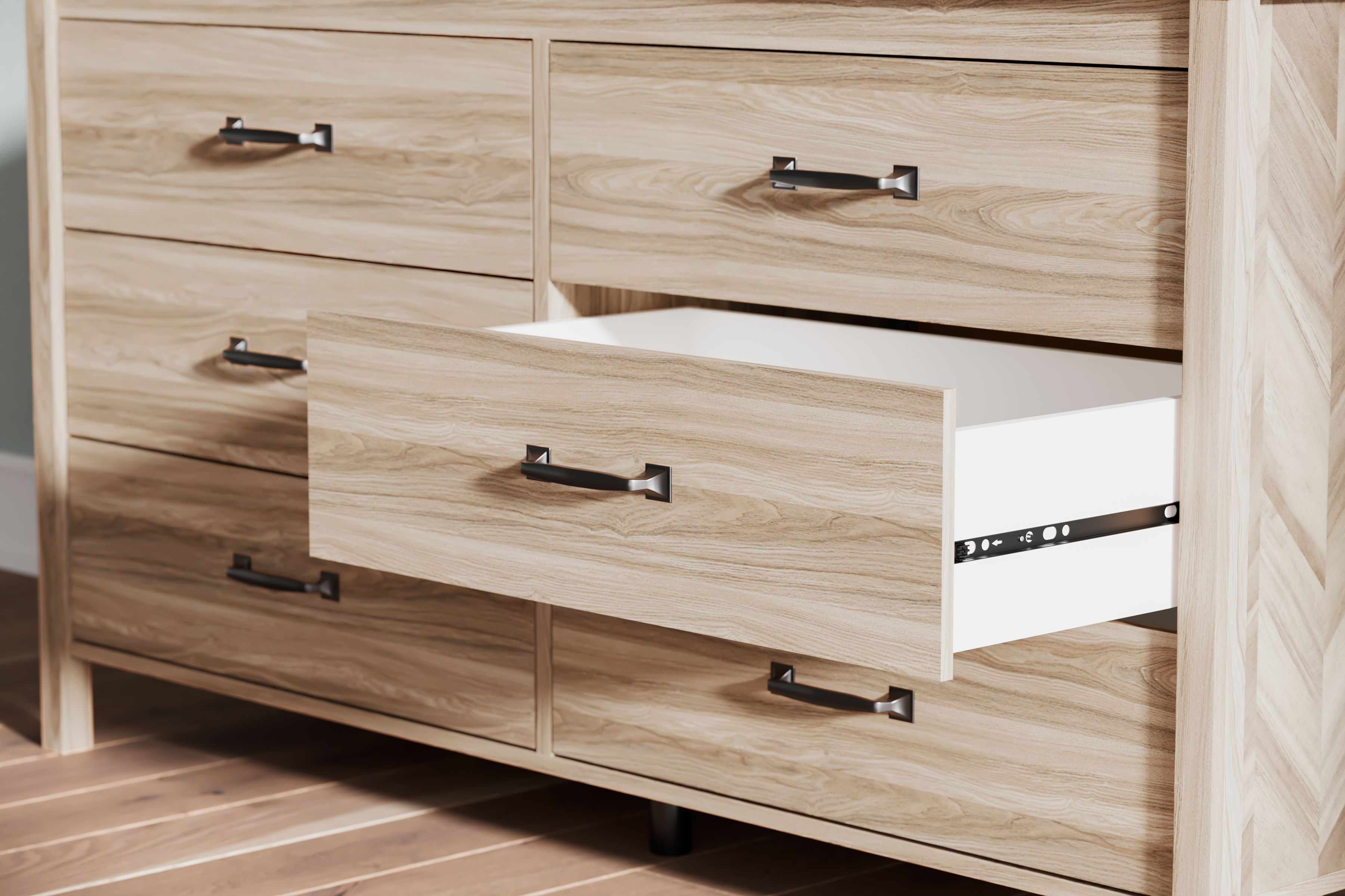 Battelle Tan Six Drawer Dresser - Modern Wooden Chest of Drawers for Bedroom Storage & Organization | Perfect for Master Bedroom, Guest Room, or Dorm Decor
