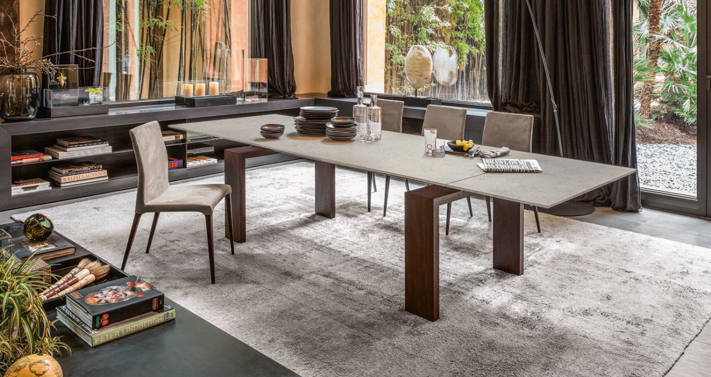 Tonin Casa Brooklyn Extendable Dining Table with White Ceramic Top | Italian Made Modern Design | Perfect for Small Spaces & Dinner Parties