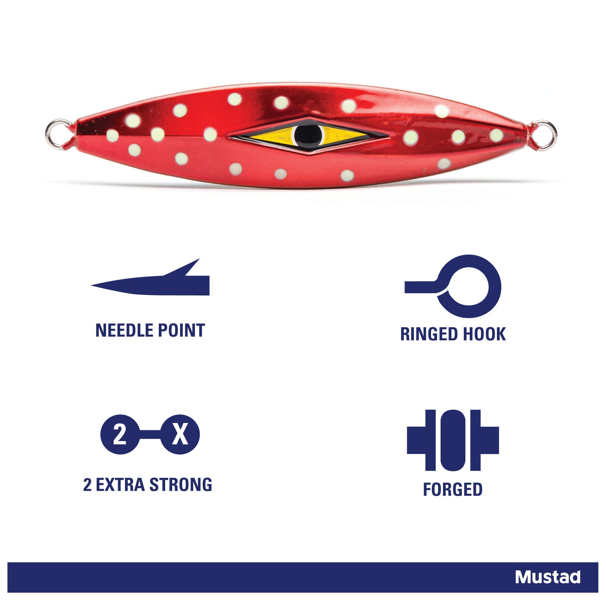Mustad Staggerbod Slow Fall Jig Lumo Polkadot 300g/11Oz - Premium Fishing Lure for Bass, Walleye & Panfish - Ideal for Deep Water & Night Fishing