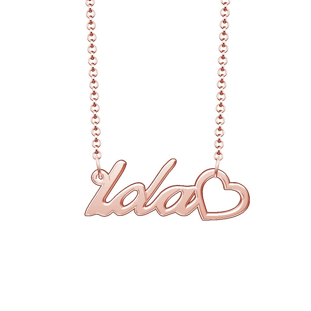 Personalized Rose Gold Plated Heart Name Necklace for Women - Custom Engraved Gift for Anniversary, Valentine's Day & Birthday - Perfect for Romantic Occasions & Special Moments