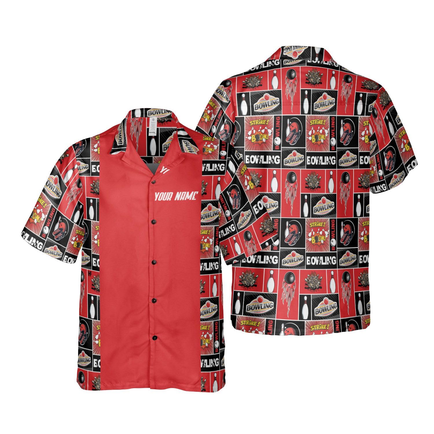 Custom Personalized Bowling Shirts with Names for Men & Women - Retro Hawaiian Style Bowling Shirts - Perfect for Bowling Leagues, Team Uniforms & Themed Parties