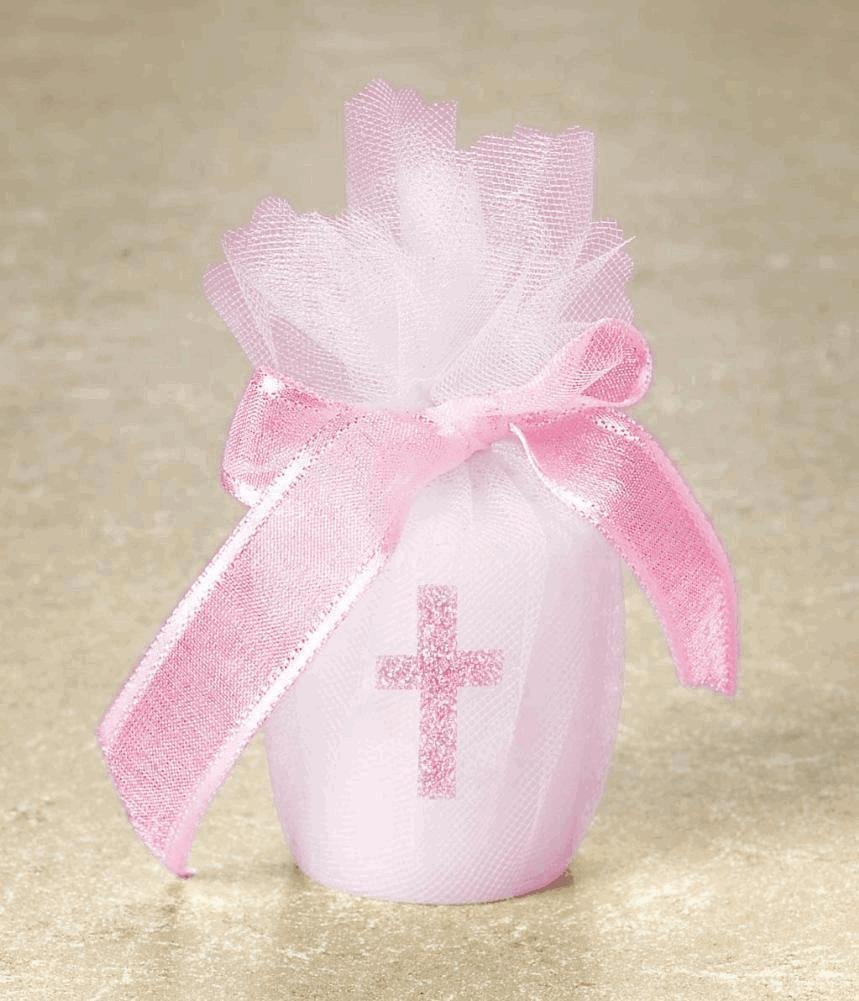 Amscan Pink Cross Votive Candles - Set of 12 Religious Decorative Candles for Prayer, Memorials, Church Altars & Home Decor
