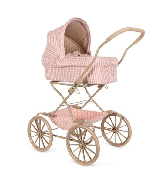 KONGES SLOJD Doll Stroller (Pram) - Premium Wooden Baby Doll Pushchair for Toddlers & Kids | Perfect for Pretend Play, Outdoor Walks, and Role-Playing Games