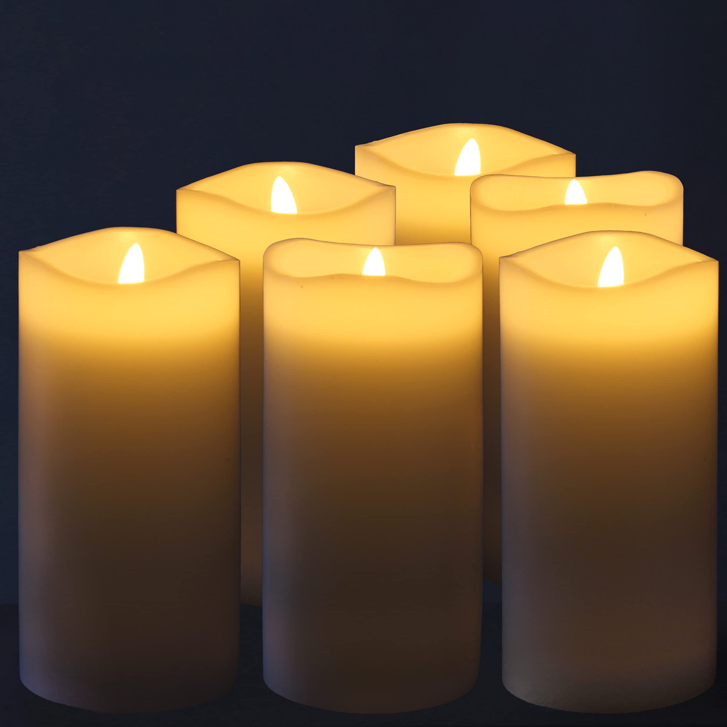 6-Pack Ivory Real Wax Flameless LED Pillar Candles - 3x6 Inches with Remote & Timer for Home Decor, Wedding Centerpieces, and Romantic Ambiance