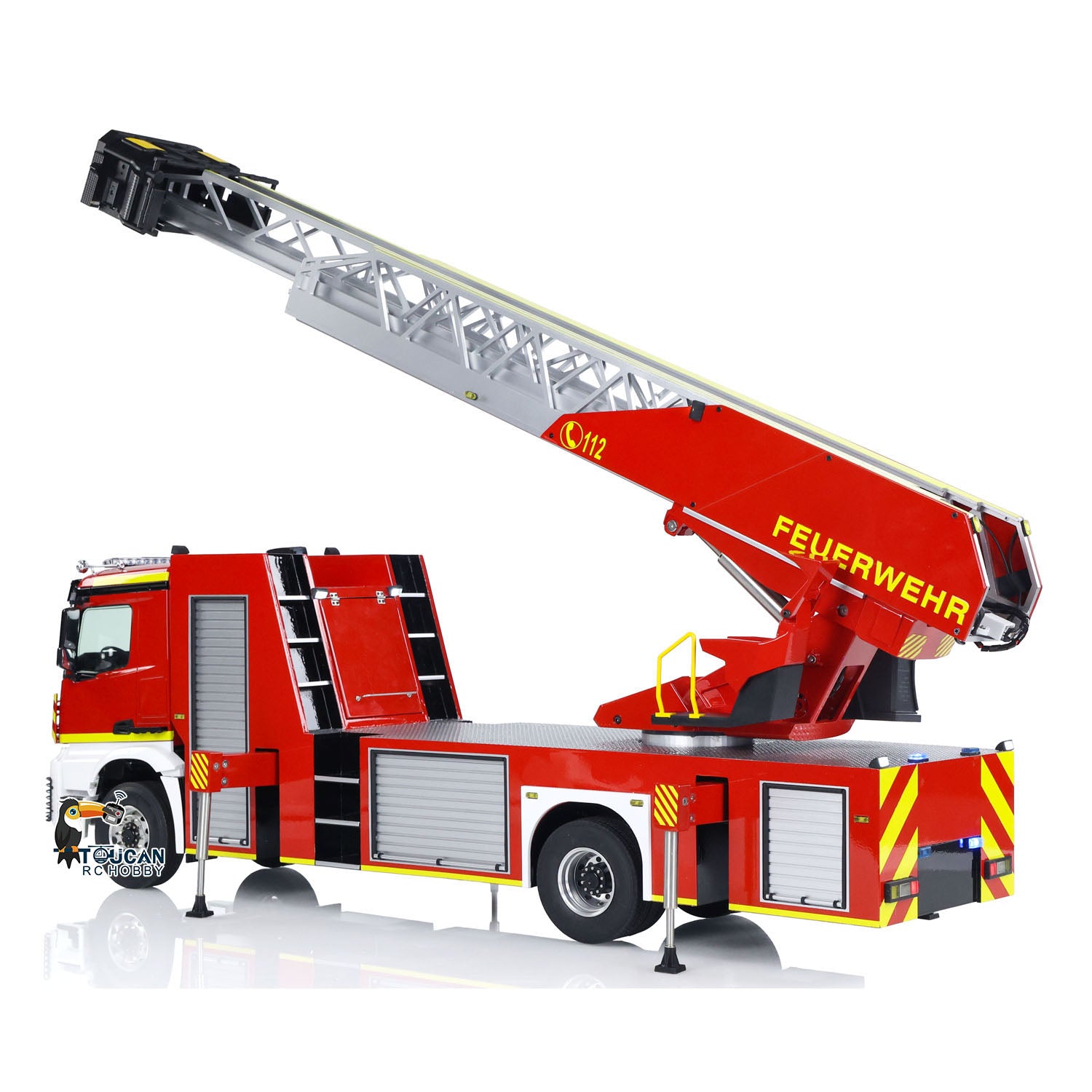 1/14 Scale 770S FMX 4X2 Metal Chassis Electric Lift Ladder RC Fire Truck - Remote Control Simulation Vehicle Model with 2-Speed, Lights & Sound - Perfect for Collectors, RC Hobbyists and Fire Truck Enthusiasts