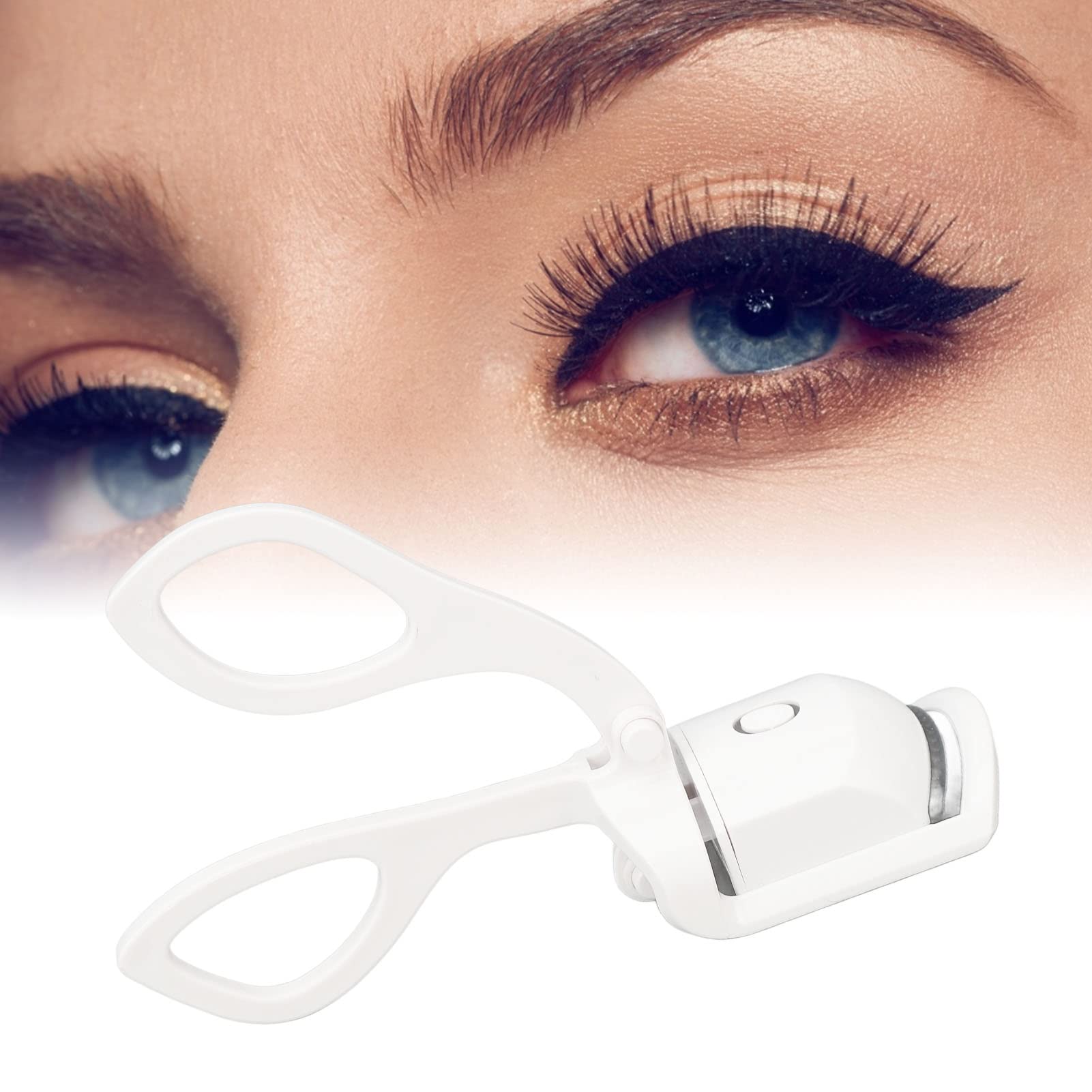 Rechargeable Heated Eyelash Curler with USB-C - 2 Temperature Settings for Perfect Lashes | Portable Electric Lash Curler for Home & Travel (White) | Great for Daily Makeup & Special Occasions
