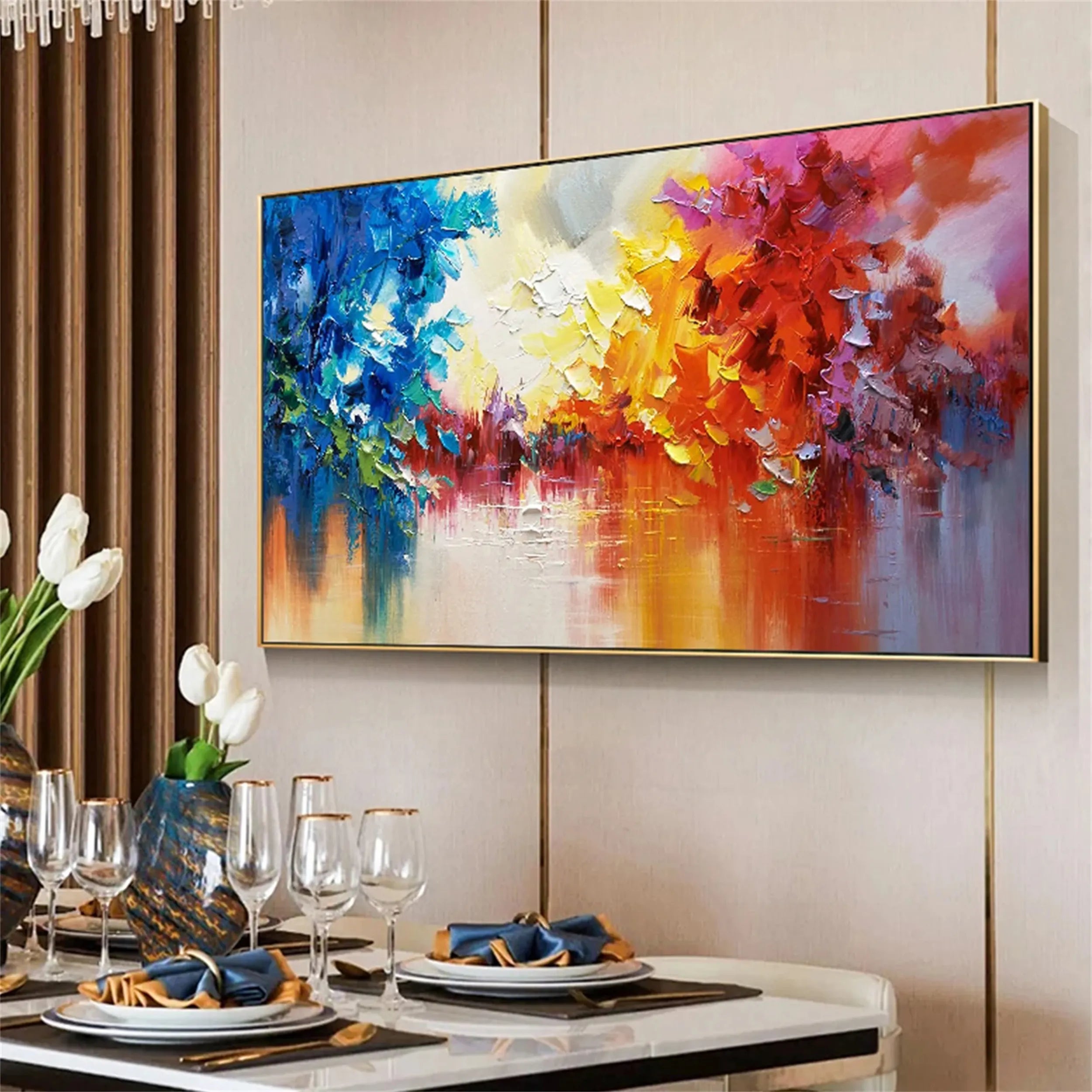 Abstract Painting #AB 122 - Modern Wall Art for Living Room, Bedroom & Office Decor | Large Canvas Artwork for Home & Office Interior Design