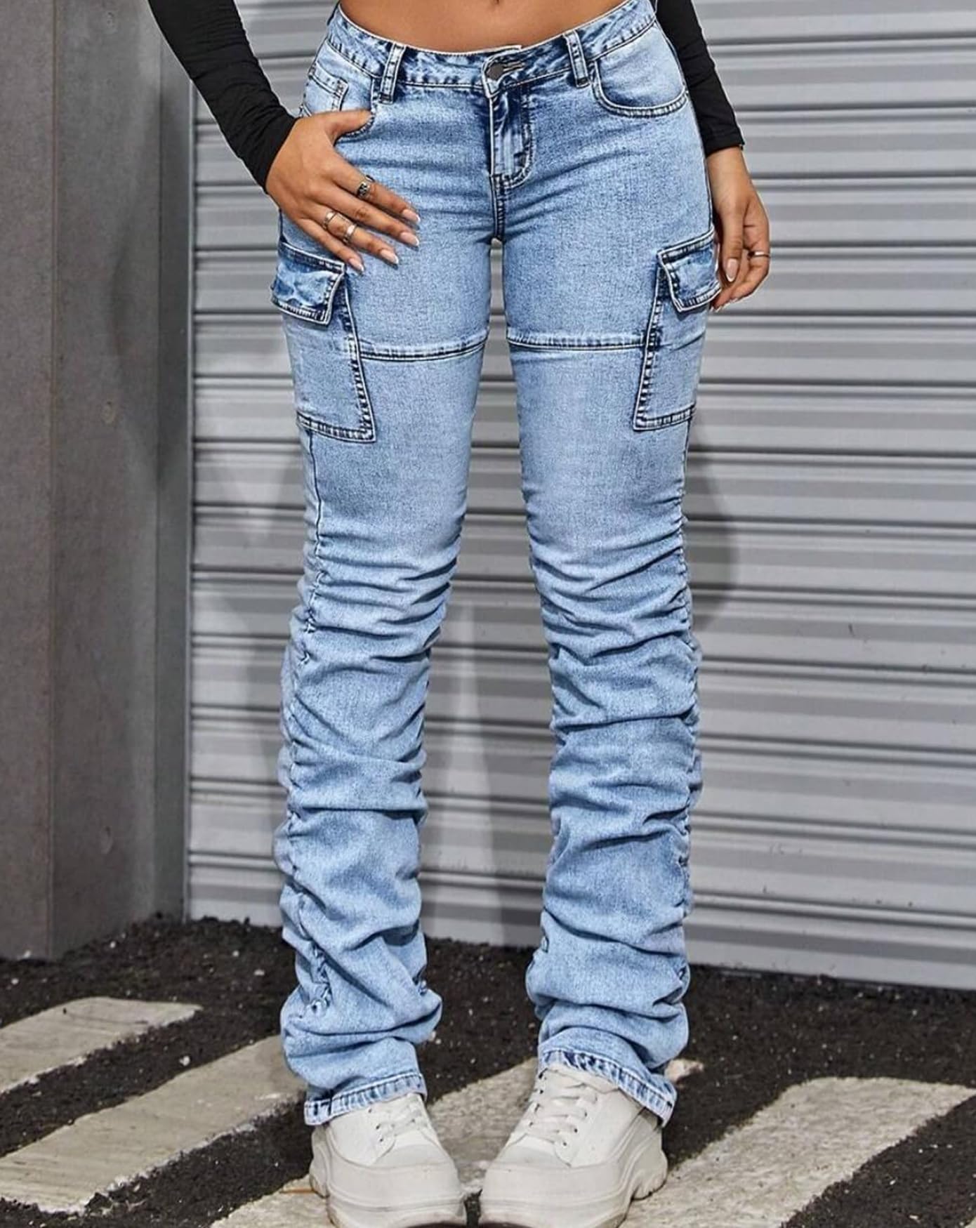 Women's Stacked Jeans - Mid Rise Bootcut Skinny Stretchy Denim Pants for Casual & Work Wear | Comfortable Trousers for Everyday Outfits