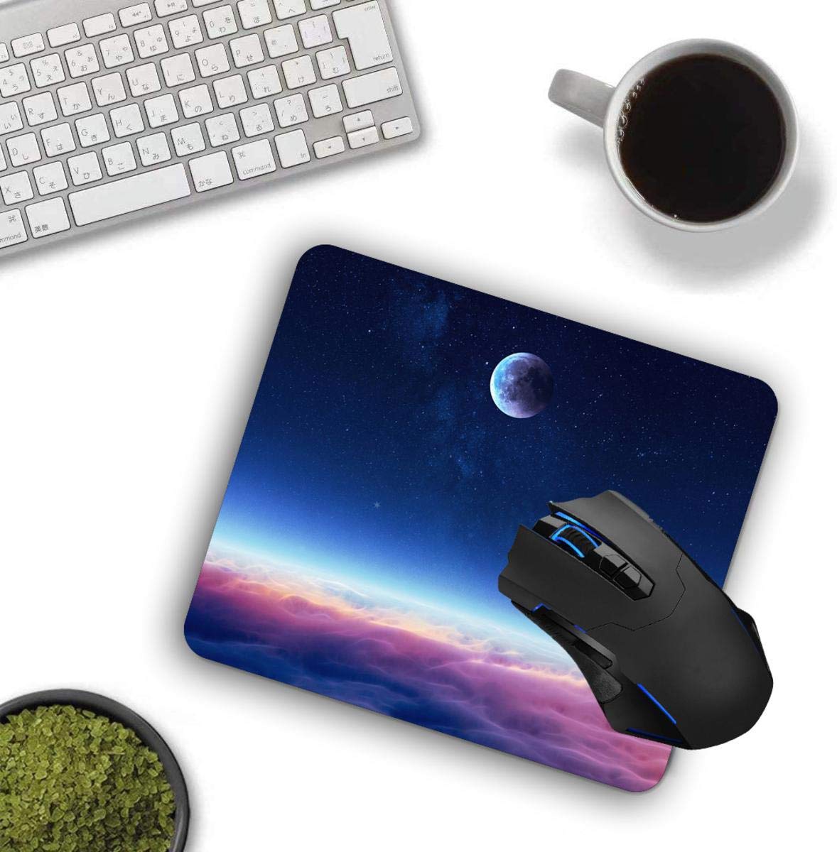 Galaxy Moon Mouse Pad - Non-Slip Rubber Base Computer Mousepad for Laptop & PC Gaming - Perfect for Office, Home & Gaming Setup