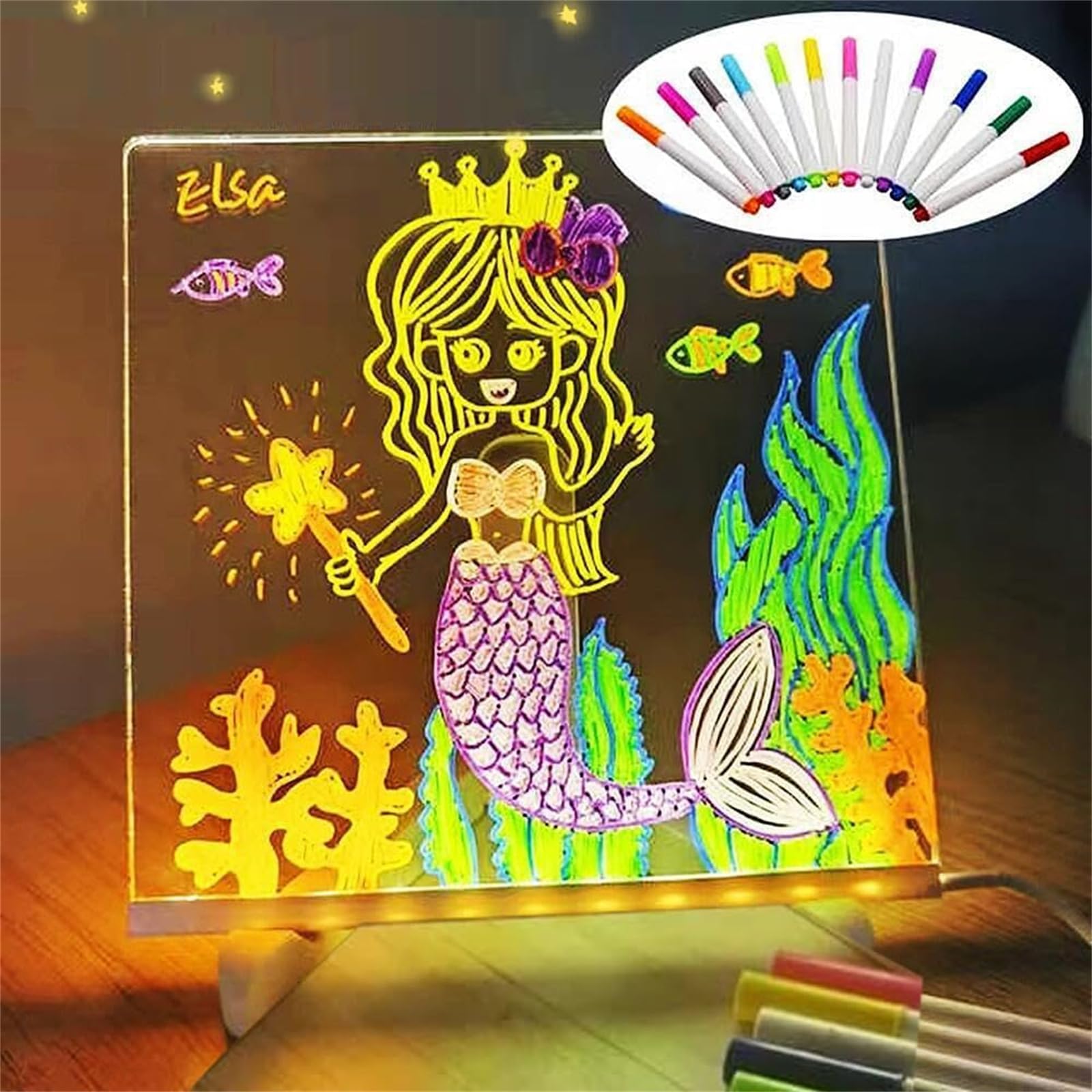 Turbo Breeze LED Light-Up Drawing Board - 30x20cm Erasable Writing & Sketching Pad for Kids & Adults with Night Light - Perfect for Home, Office, Travel & Creative Play