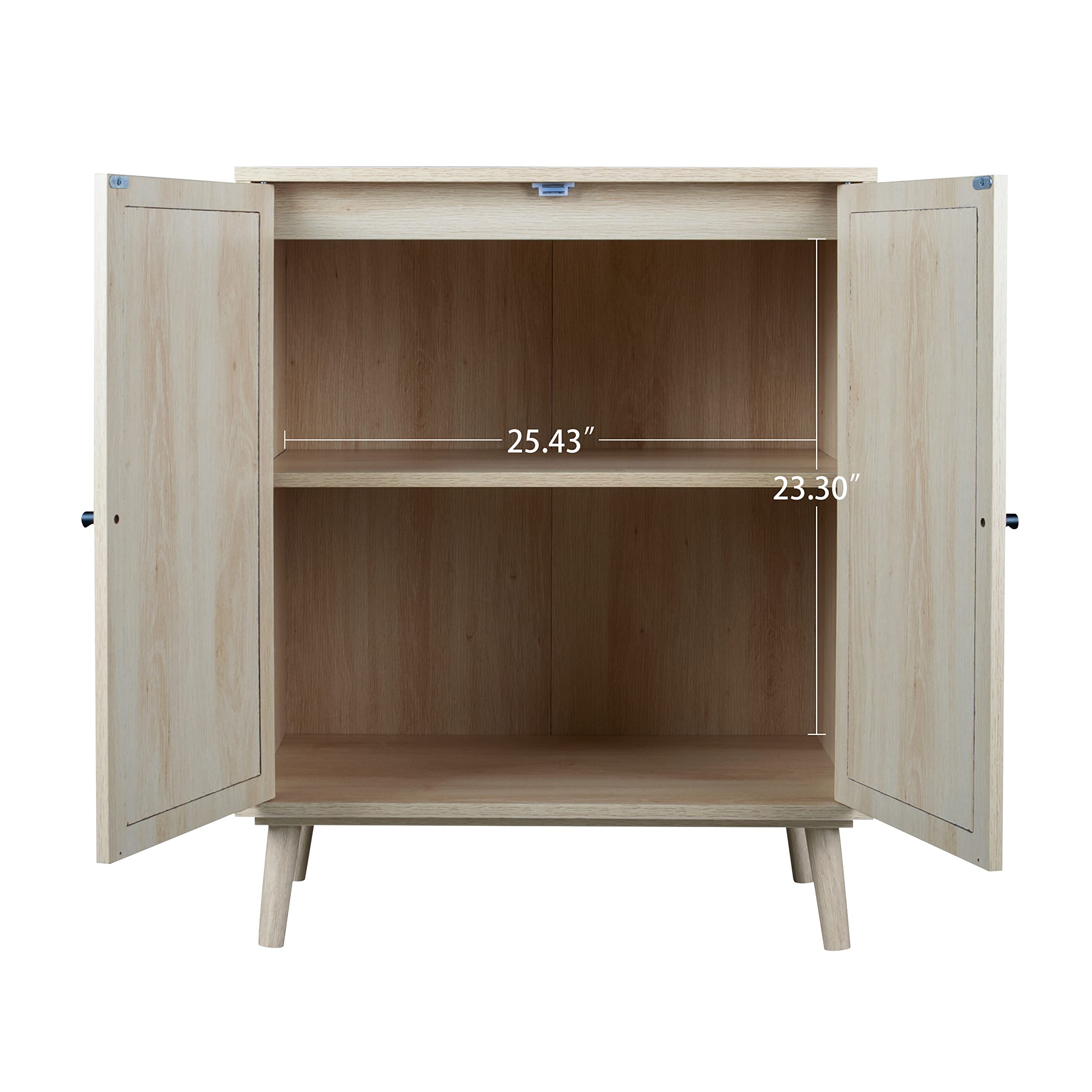 Rattan Sideboard Buffet Cabinet with 4 Doors - Adjustable Shelves Kitchen Storage Cabinet for Dining Room, Living Room & Hallway - Natural Finish (2 Sets) | Perfect for Home Decor, Kitchen Organization & Stylish Storage Solutions